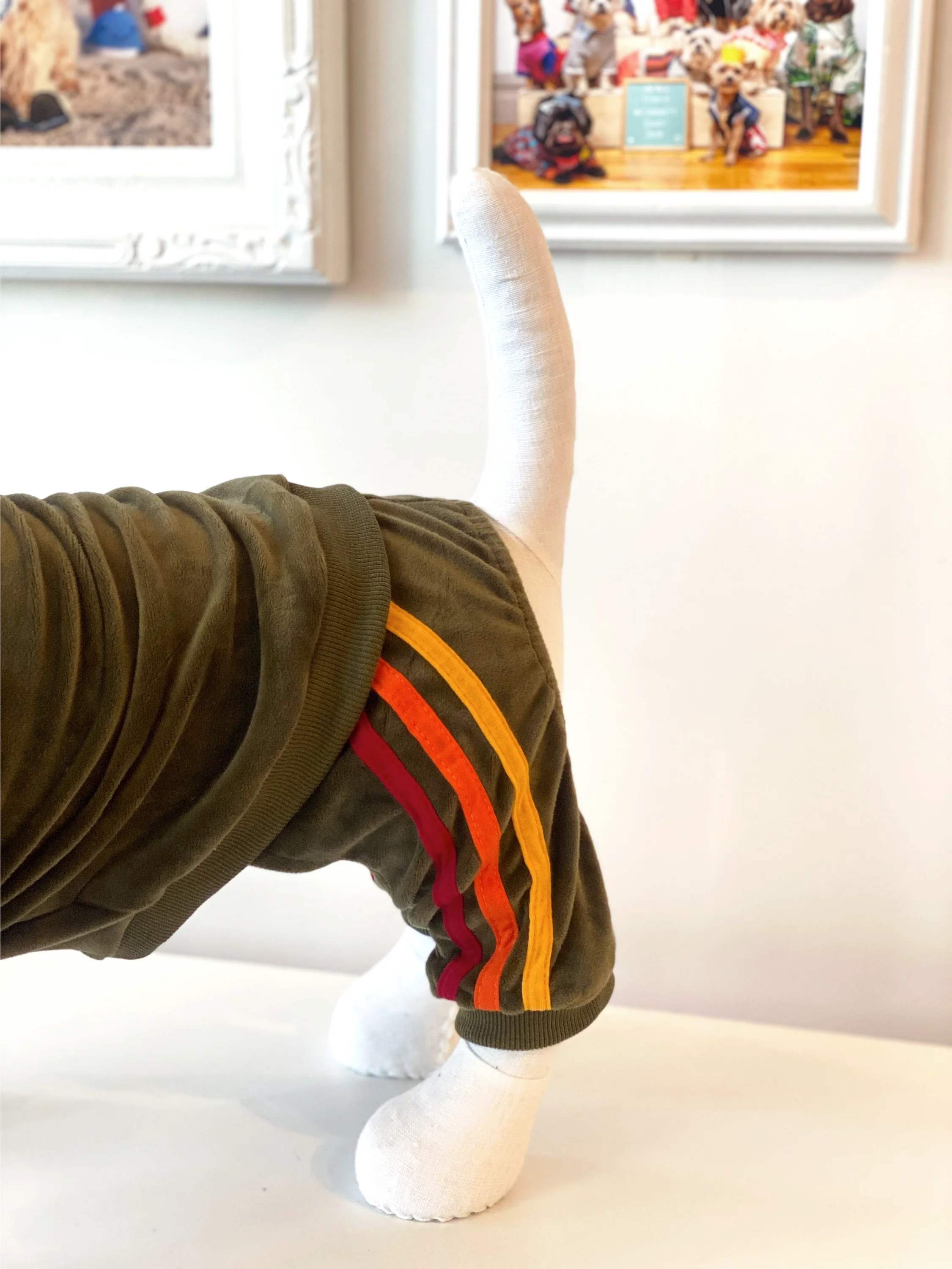 Velour Dog Jogger Onesie in Olive<br>((CLEARANCE)) - Image 6