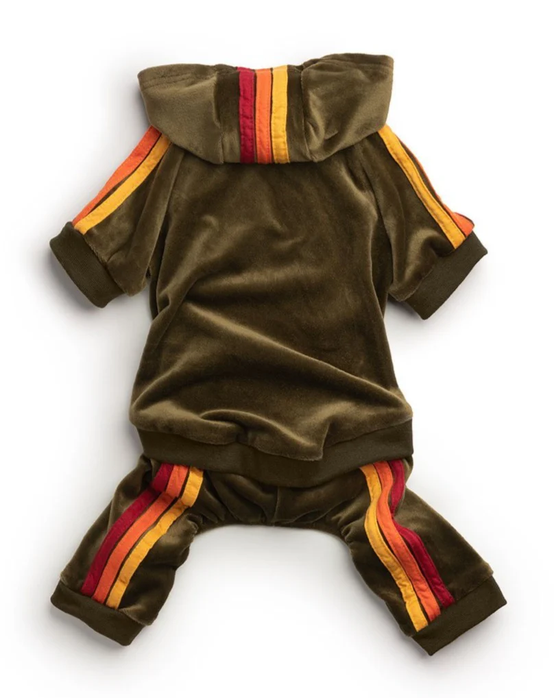 Velour Dog Jogger Onesie in Olive<br>((CLEARANCE)) - Image 7