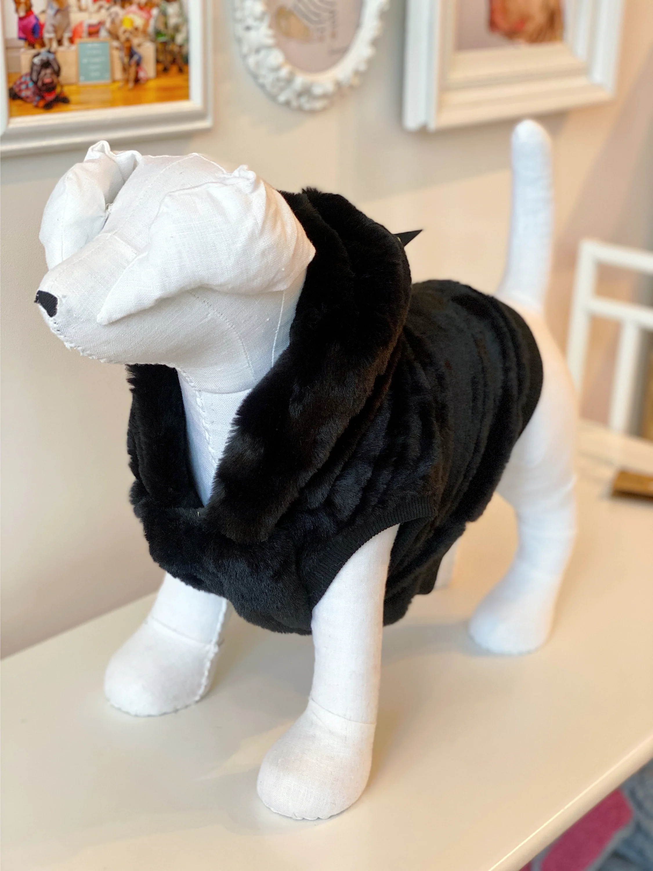 Faux Fur Dog Hoodie in Black << CLEARANCE >> - Image 2