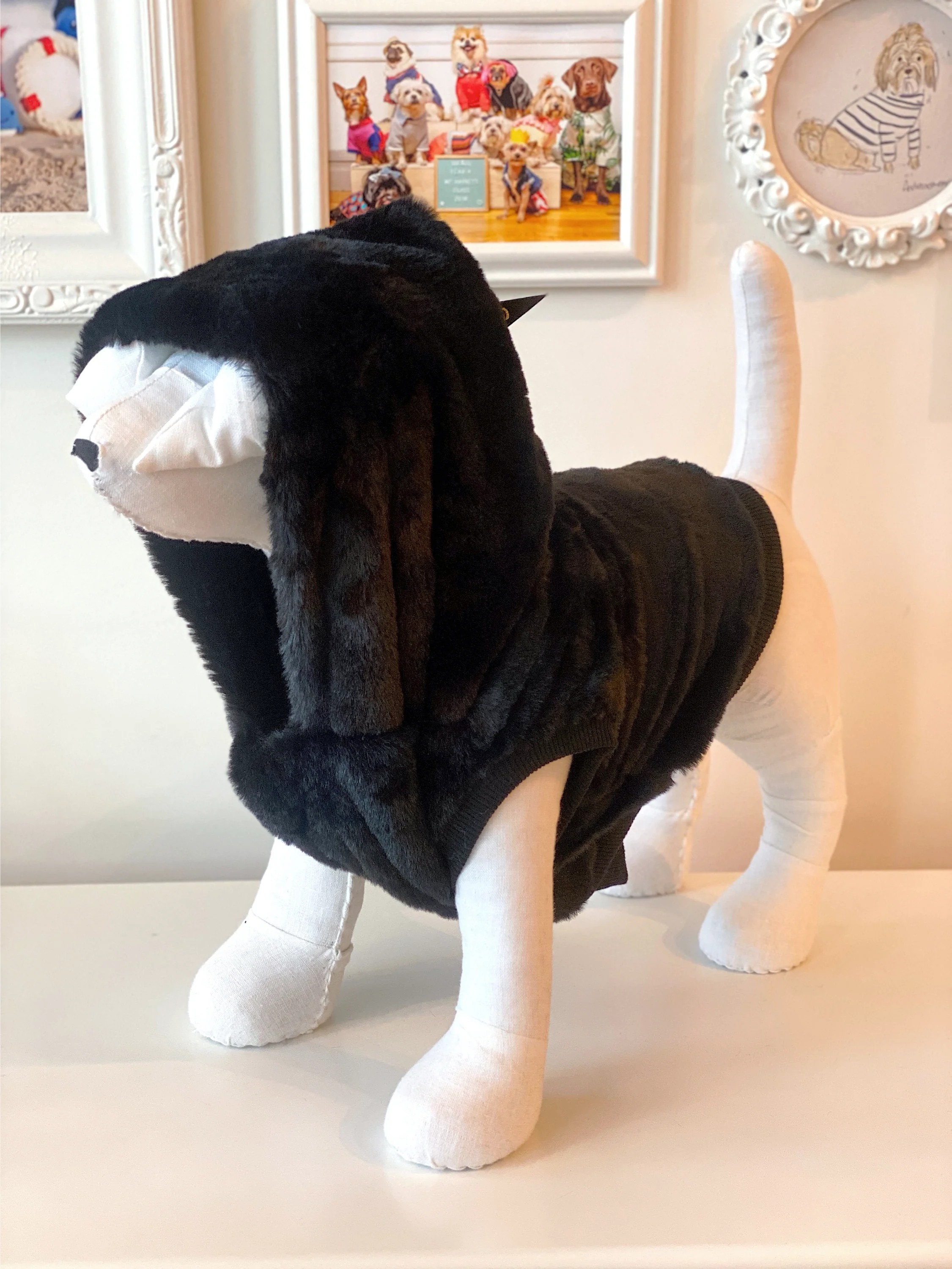 Faux Fur Dog Hoodie in Black << CLEARANCE >> - Image 5