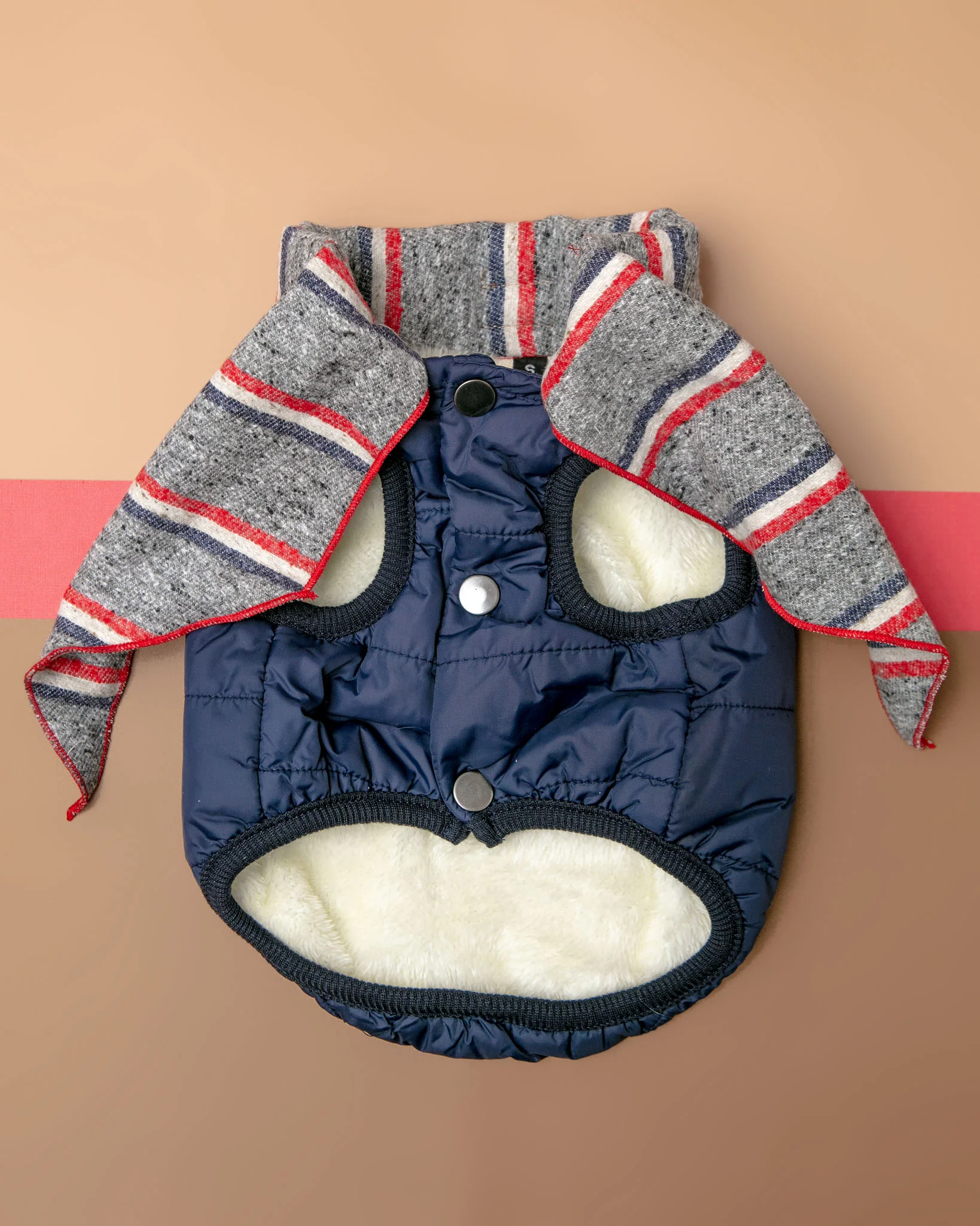 Baxter Bandana Puffer Dog Vest in Navy - Image 3
