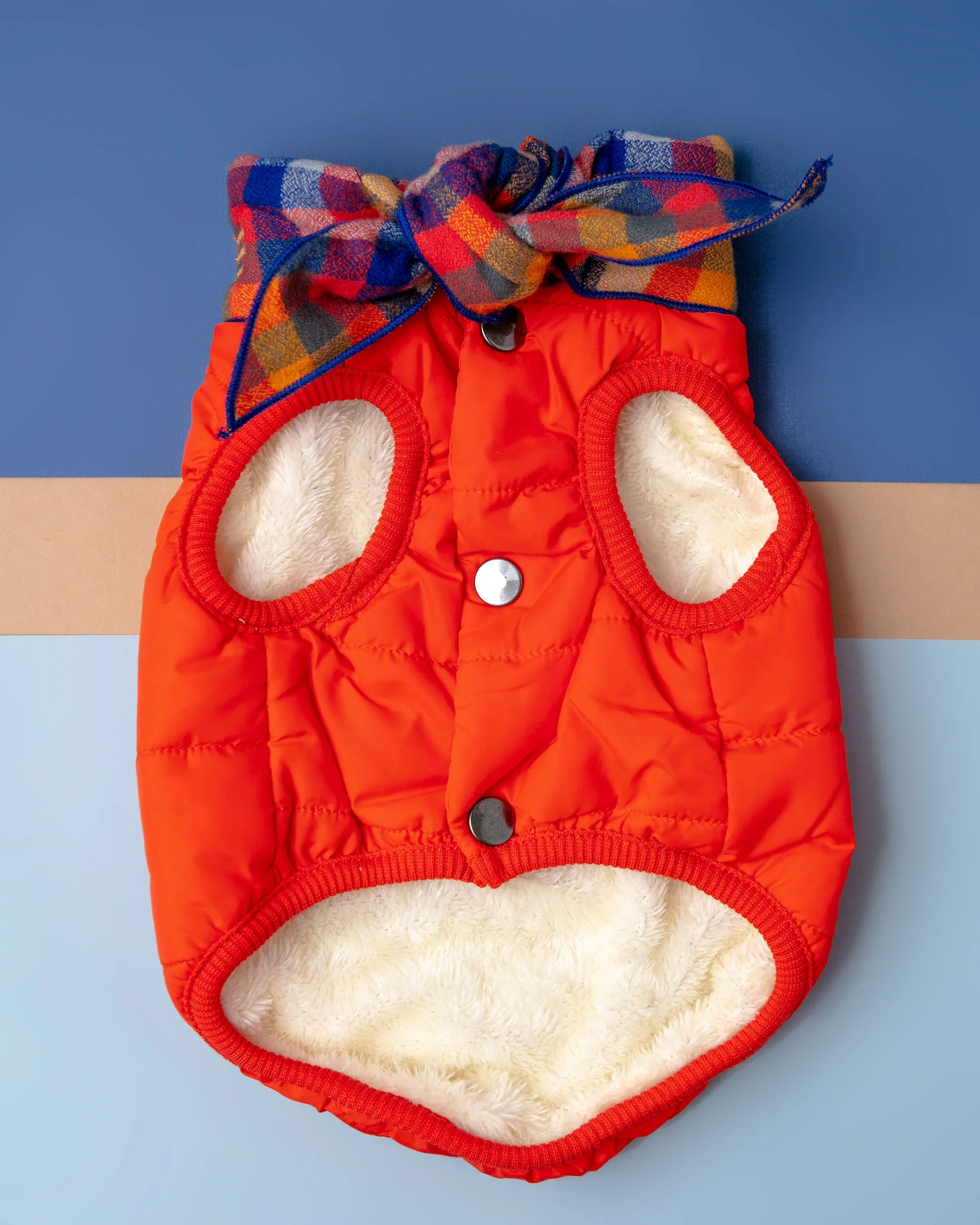 Baxter Bandana Puffer Dog Vest in Orange