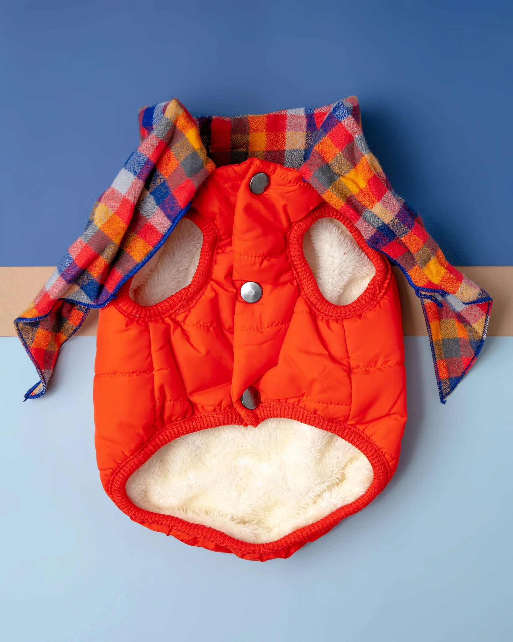 Baxter Bandana Puffer Dog Vest in Orange - Image 3