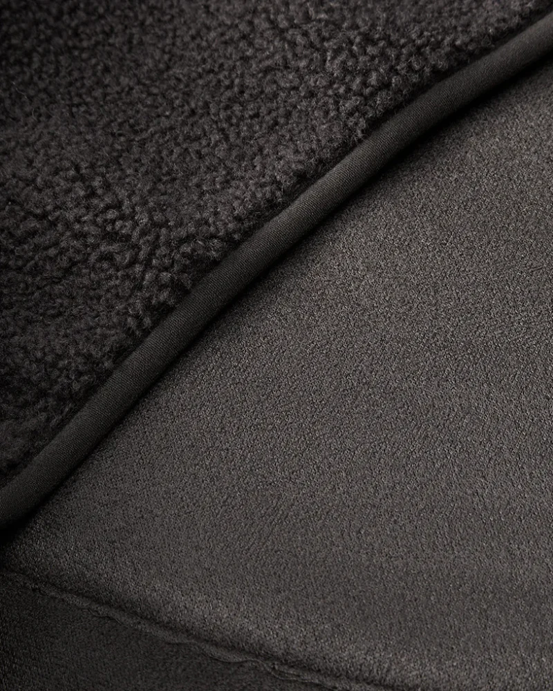 Fleece Pullover with Built-In Kangaroo Pouch Carrier in Black & Grey - Image 10