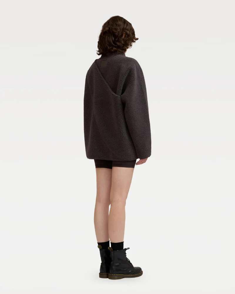 Fleece Pullover with Built-In Kangaroo Pouch Carrier in Black & Grey - Image 6