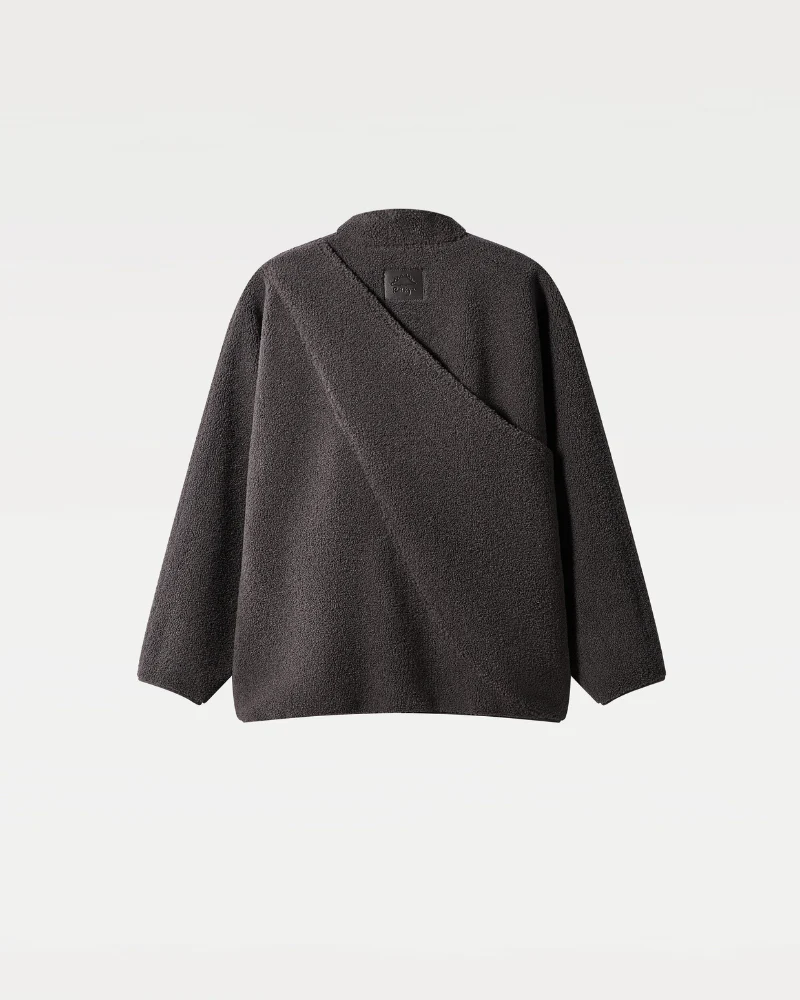 Fleece Pullover with Built-In Kangaroo Pouch Carrier in Black & Grey - Image 7