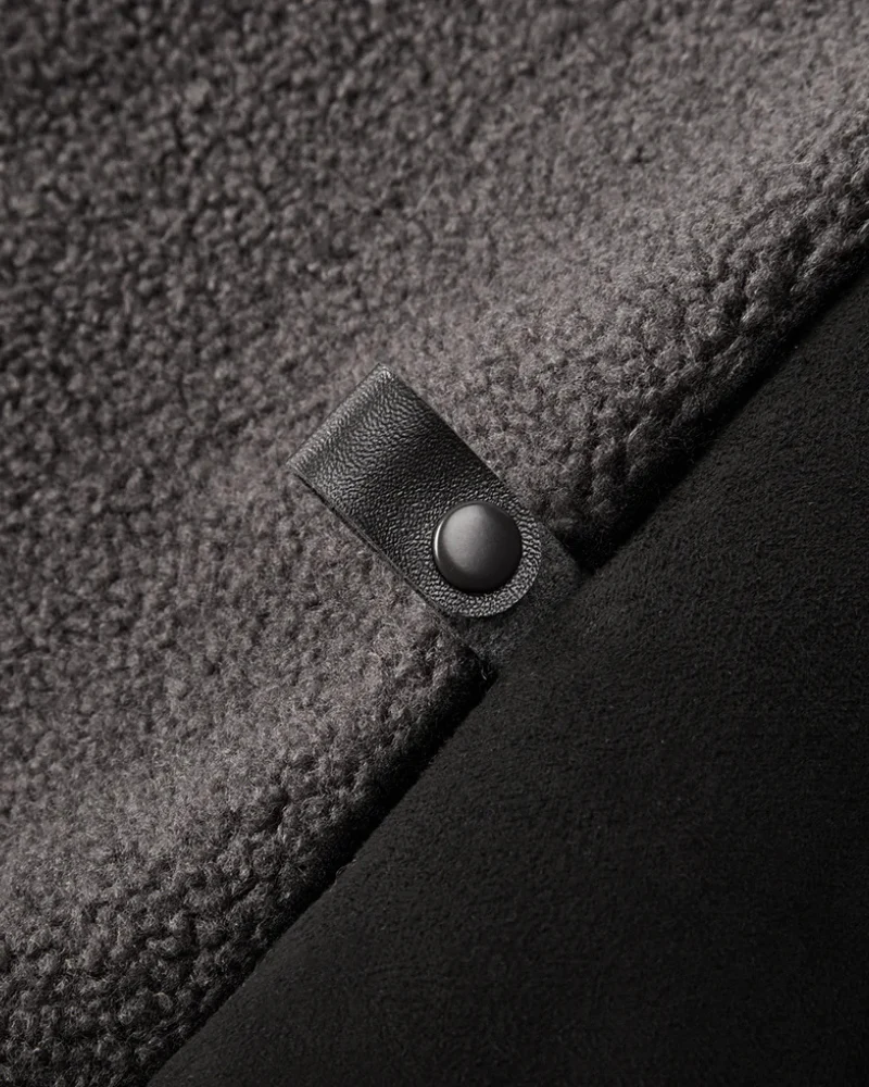 Fleece Pullover with Built-In Kangaroo Pouch Carrier in Black & Grey - Image 9