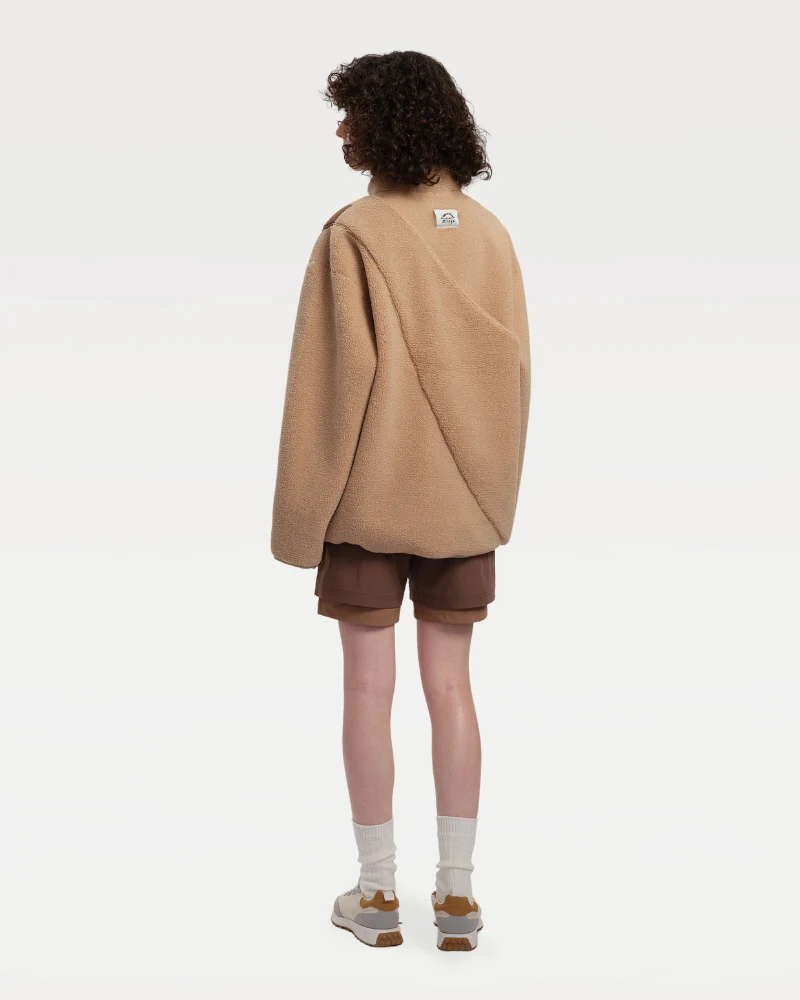 Fleece Pullover with Built-In Pet Pouch Carrier in Classic Tan - Image 7