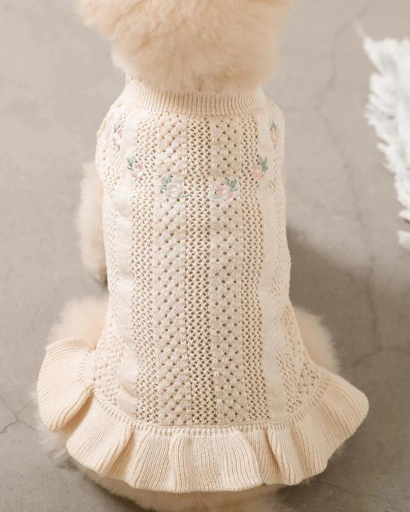 Floral Knit Dog Dress - Image 3