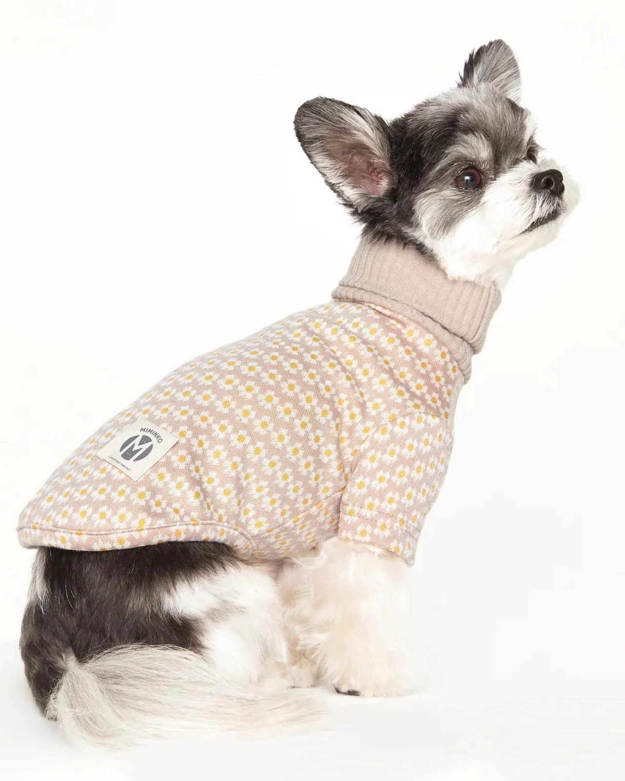 Flower Pattern Dog Knit Sweater in Soft Beige (FINAL SALE) - Image 6