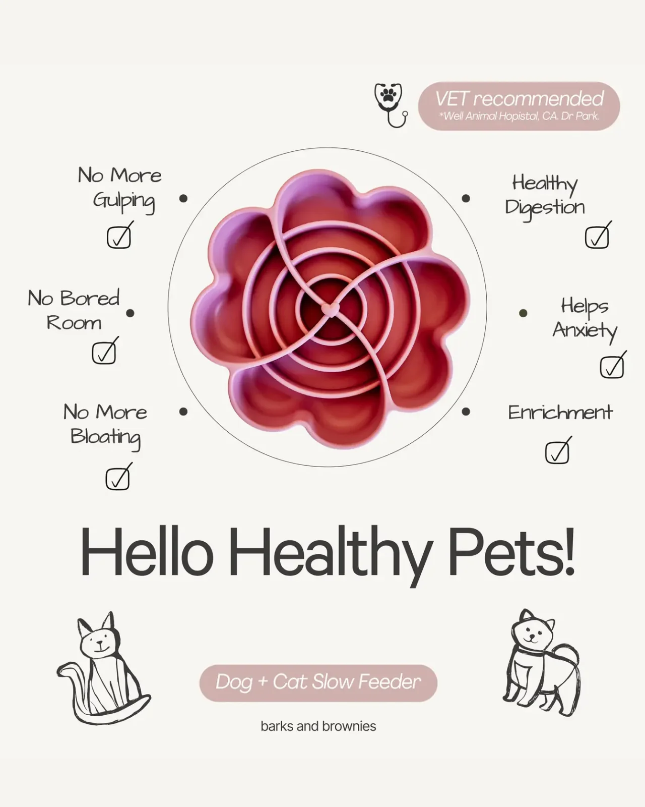 Flower Slow Feeder for Dogs and Cats in Strawberry - Image 4