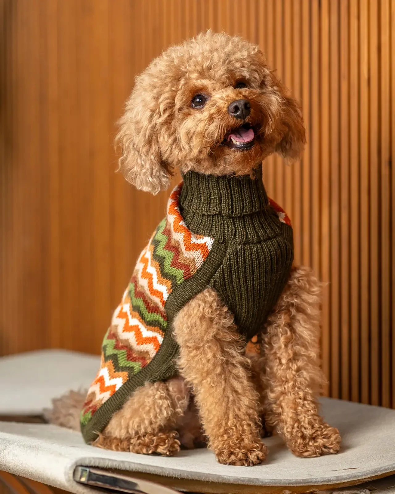 Forest Chevron Alpaca Knit Dog Sweater (FINAL SALE) - Image 2