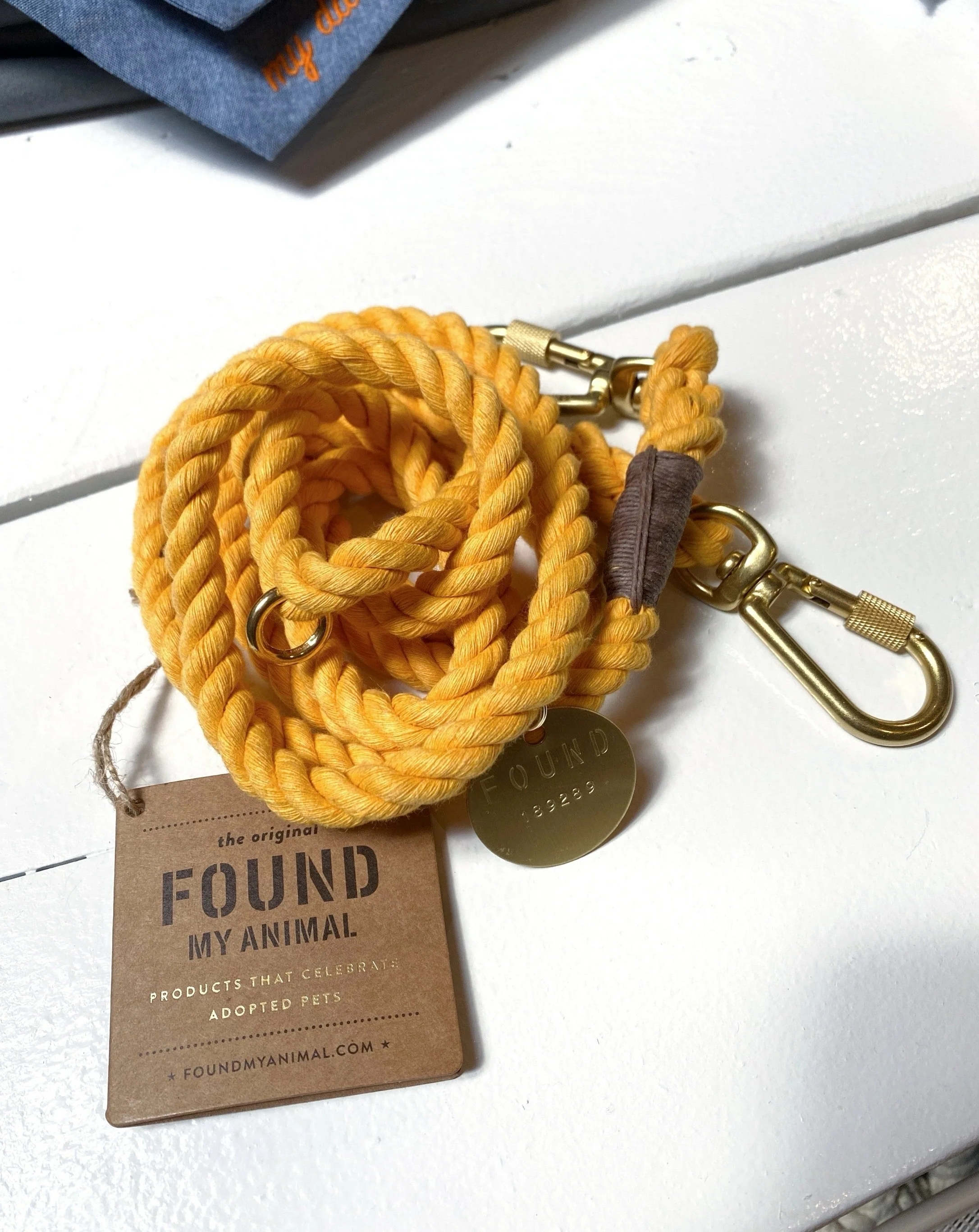 Adjustable Rope Dog Lead in Butter Yellow (Made in the USA) - Image 3