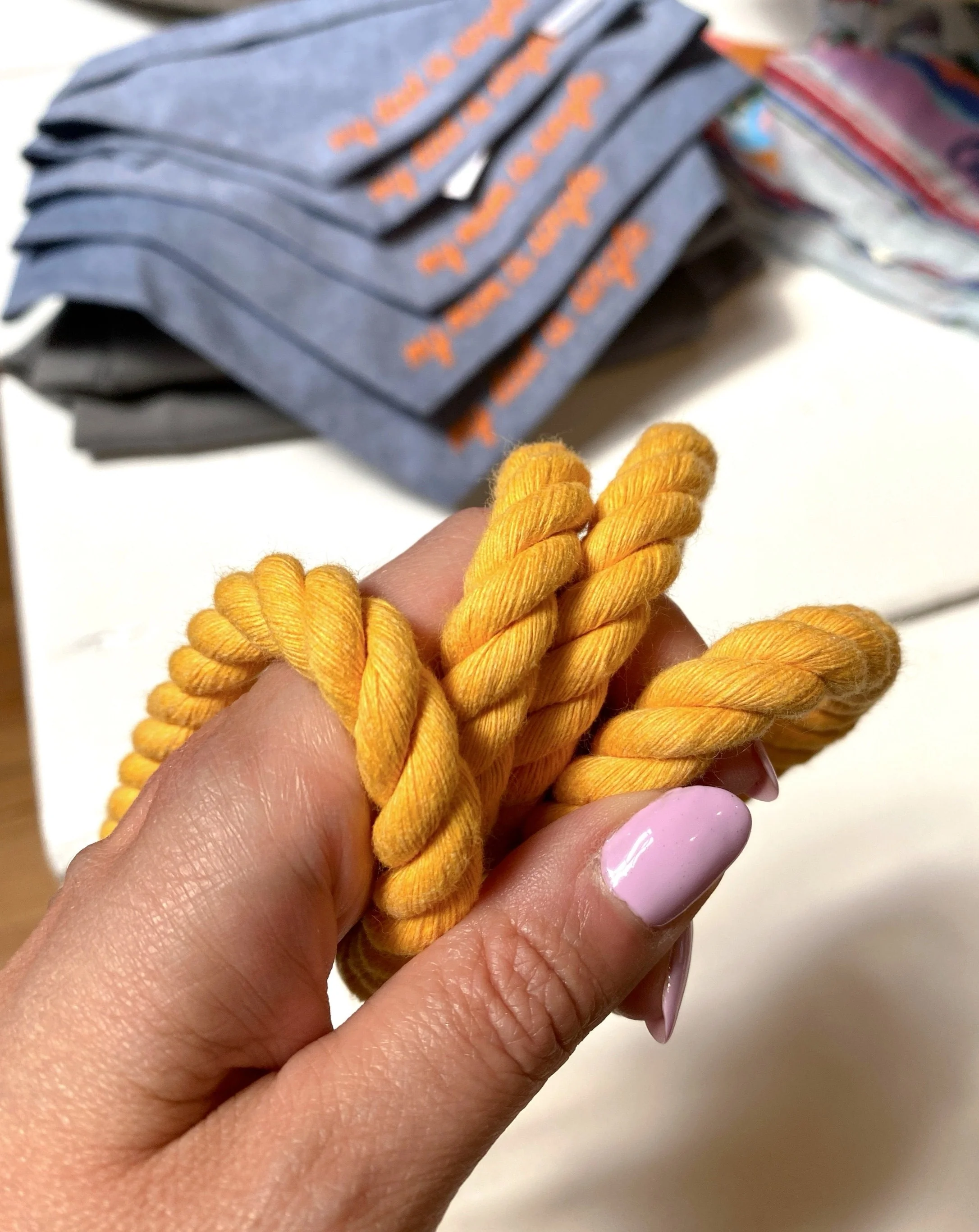 Adjustable Rope Dog Lead in Butter Yellow (Made in the USA) - Image 4