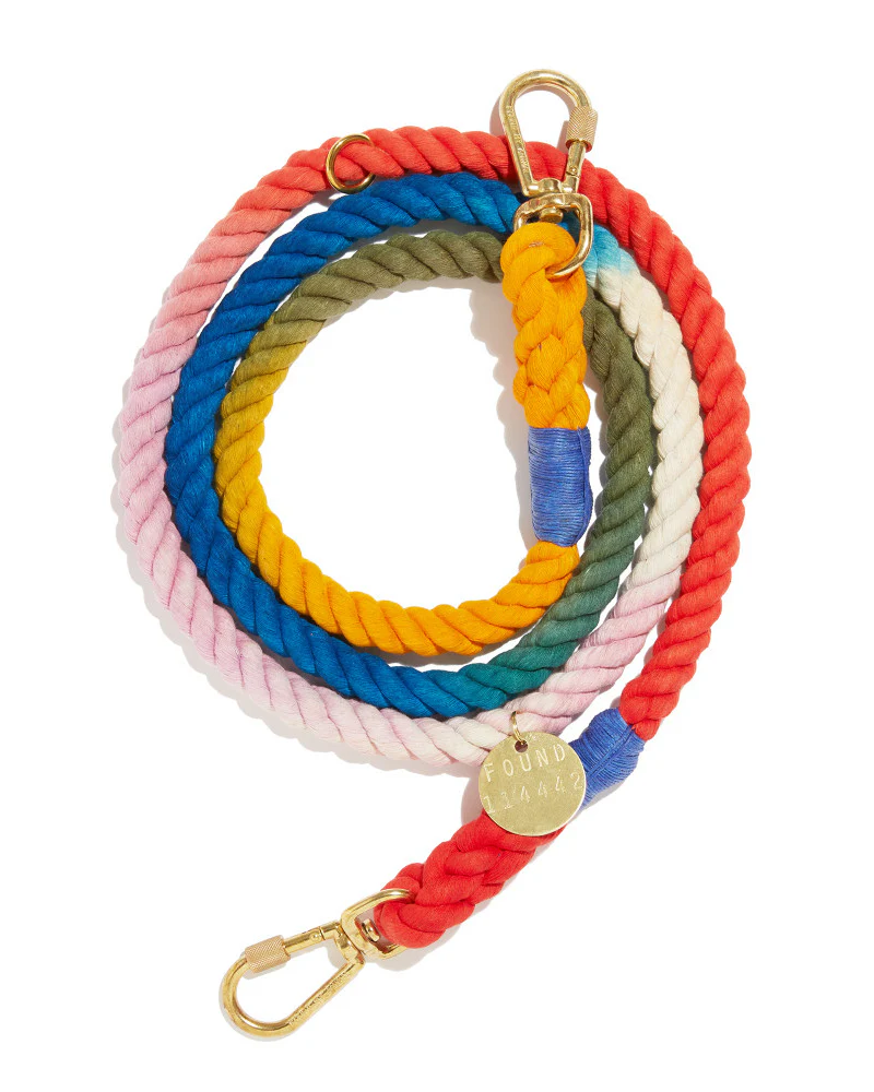 Adjustable Rope Dog Lead in Henri Ombre (Made in the USA)