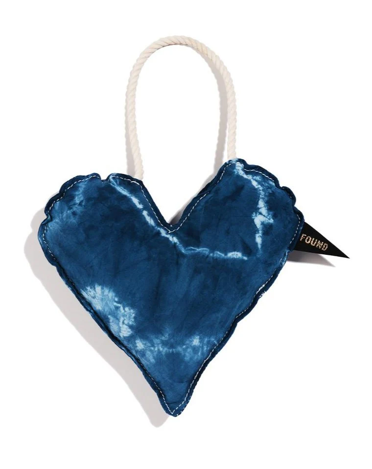 Batik Cotton Heart Dog Toy in Indigo (Made in the USA) - Image 3