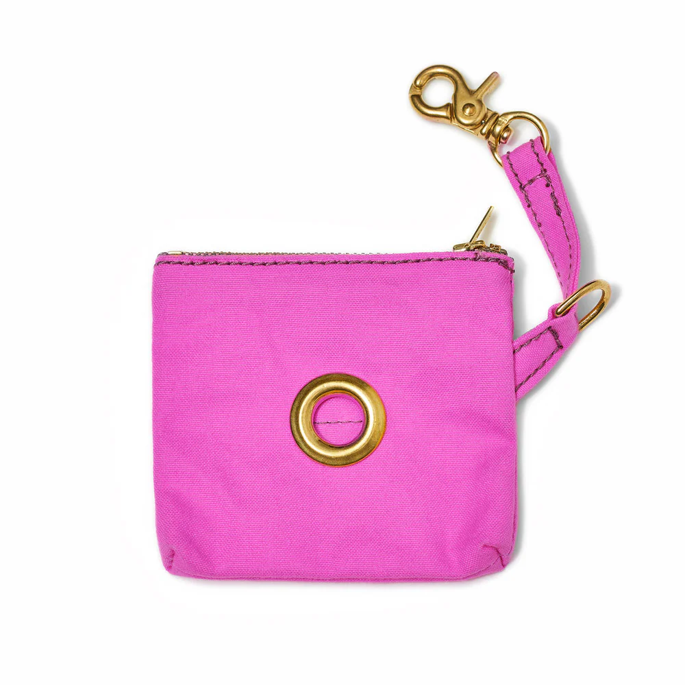 FOUND MY ANIMAL | Bright Pink Waxed Cotton Canvas Poop Bag Dispenser