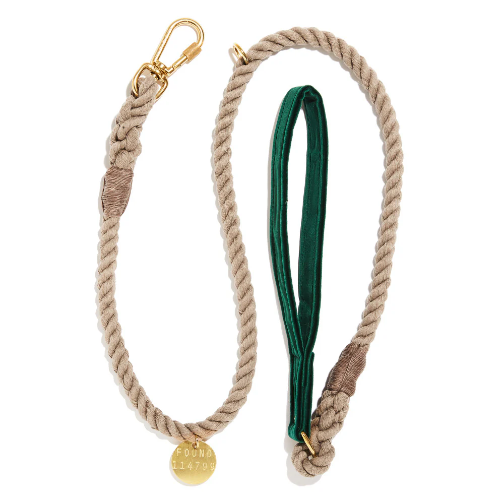 FOUND MY ANIMAL | Green Velvet Standard Rope Leash