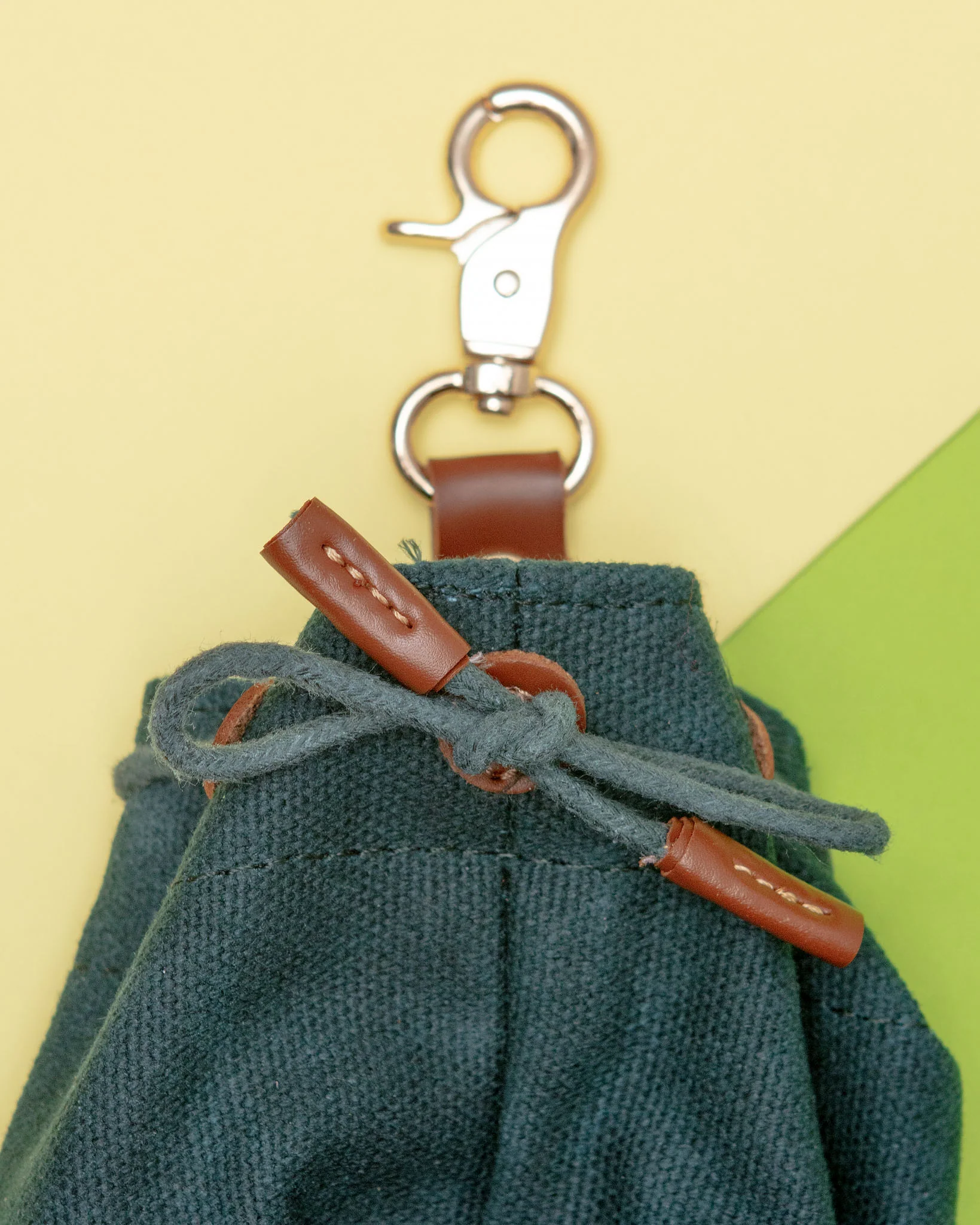 Waxed Canvas and Vegan Leather Dog Treat Knapsack in Evergreen<br>(FINAL SALE) - Image 2