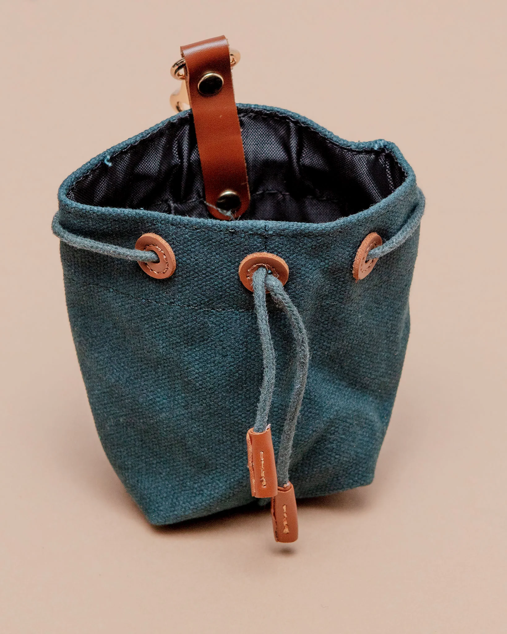 Waxed Canvas and Vegan Leather Dog Treat Knapsack in Evergreen<br>(FINAL SALE) - Image 3