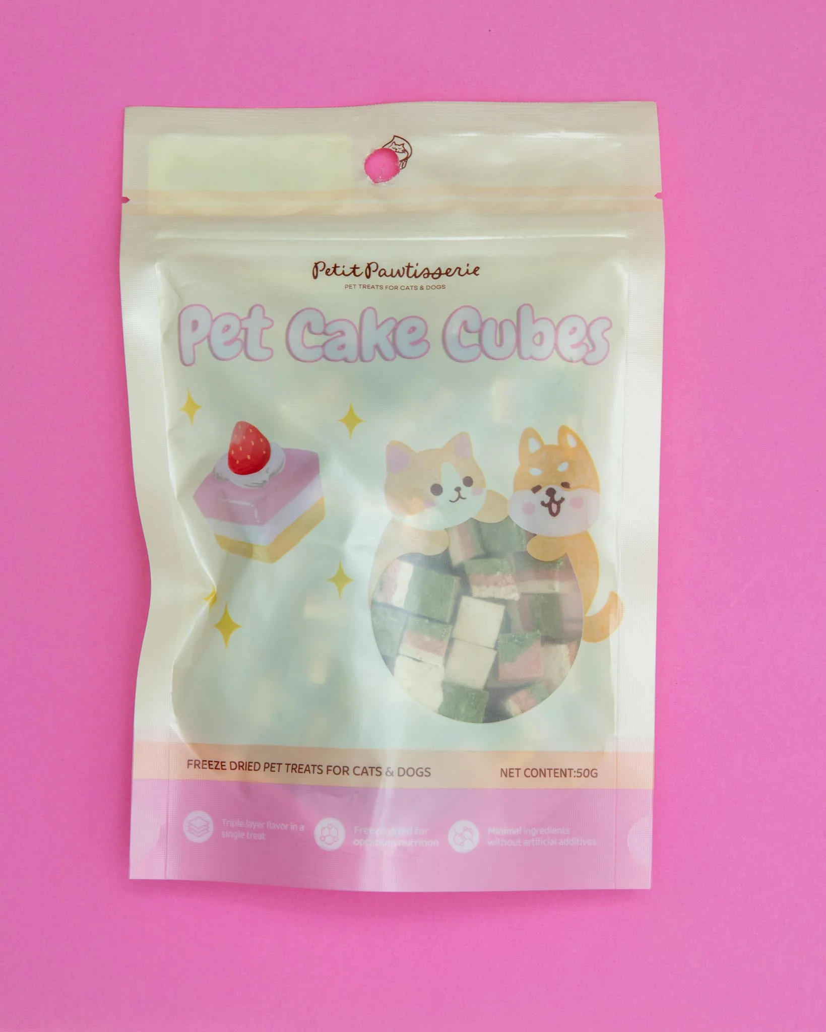 Freeze Dried Chicken Cake Cube Treats for Cats and Dogs