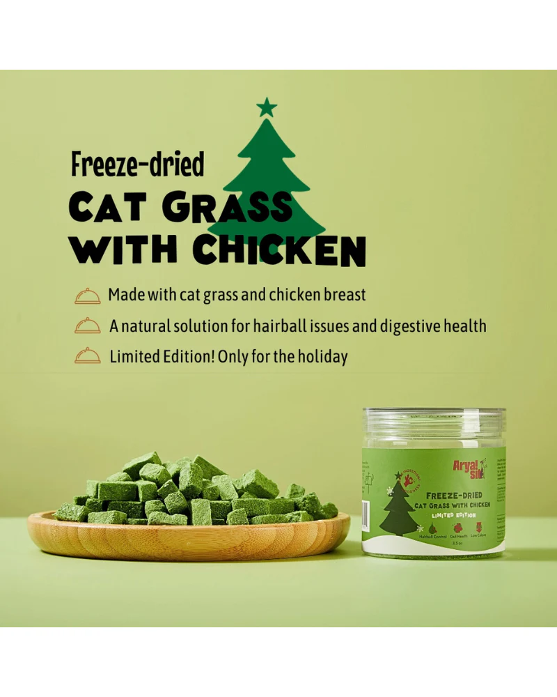 Freeze-Dried Cat Grass w/ Chicken Treats for Dogs & Cats - Image 2