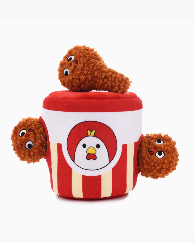 Bucket O'Chicken Interactive Plush Squeaky Dog Toy - Image 2