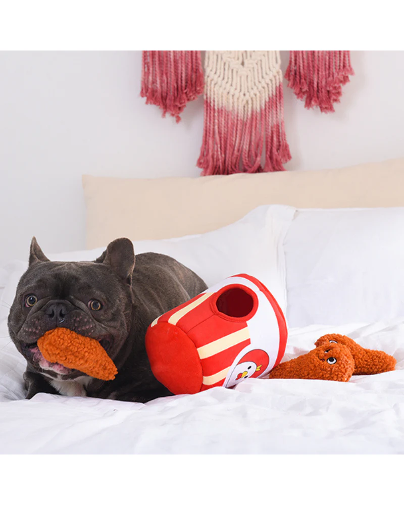 Bucket O'Chicken Interactive Plush Squeaky Dog Toy - Image 6