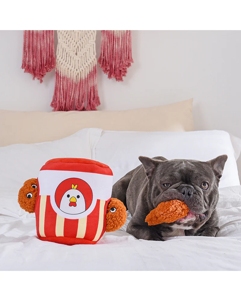 Bucket O'Chicken Interactive Plush Squeaky Dog Toy - Image 7
