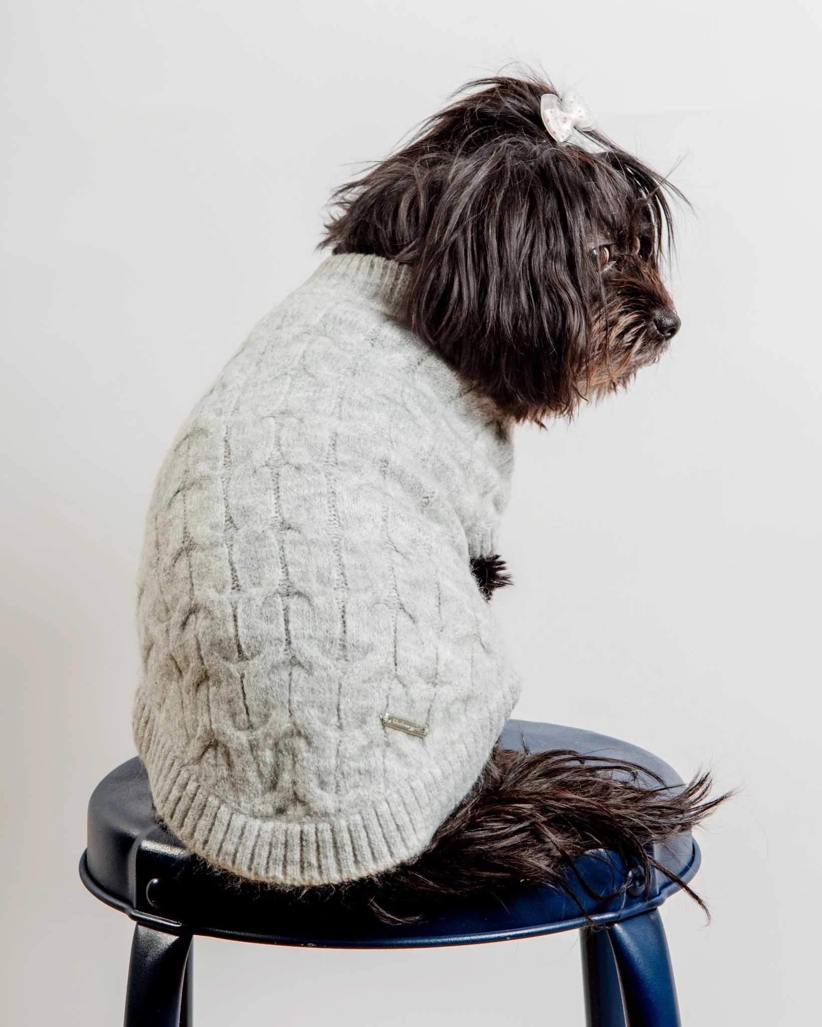 Fuzzy Knit Dog Crewneck Sweater in Heather Grey (FINAL SALE) - Image 5