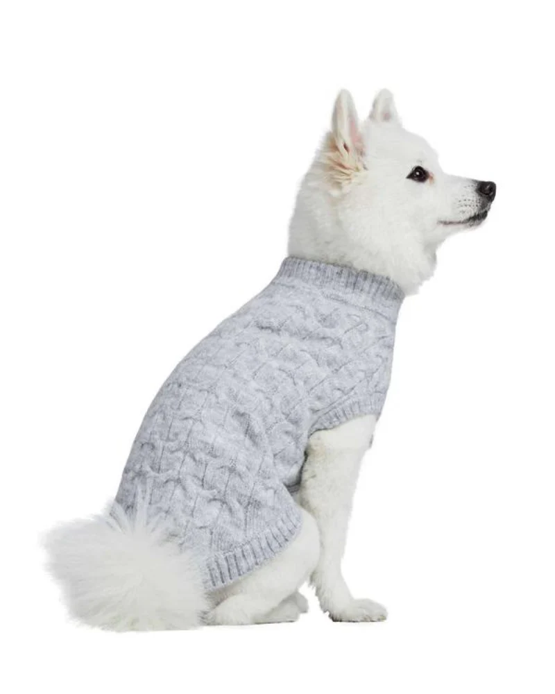 Fuzzy Knit Dog Crewneck Sweater in Heather Grey (FINAL SALE) - Image 8