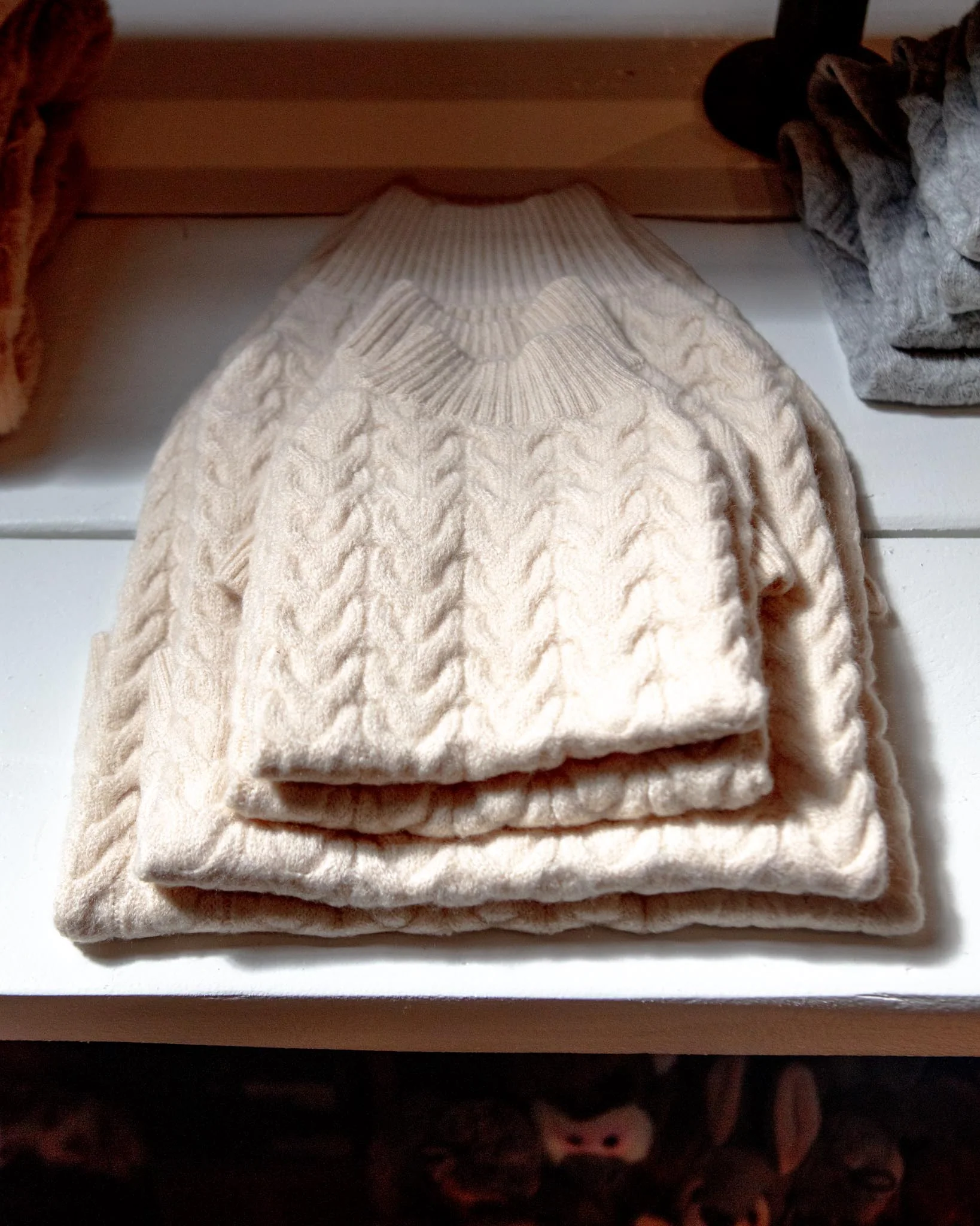 Fuzzy Knit Dog Turtleneck Sweater in Ivory (FINAL SALE) - Image 3