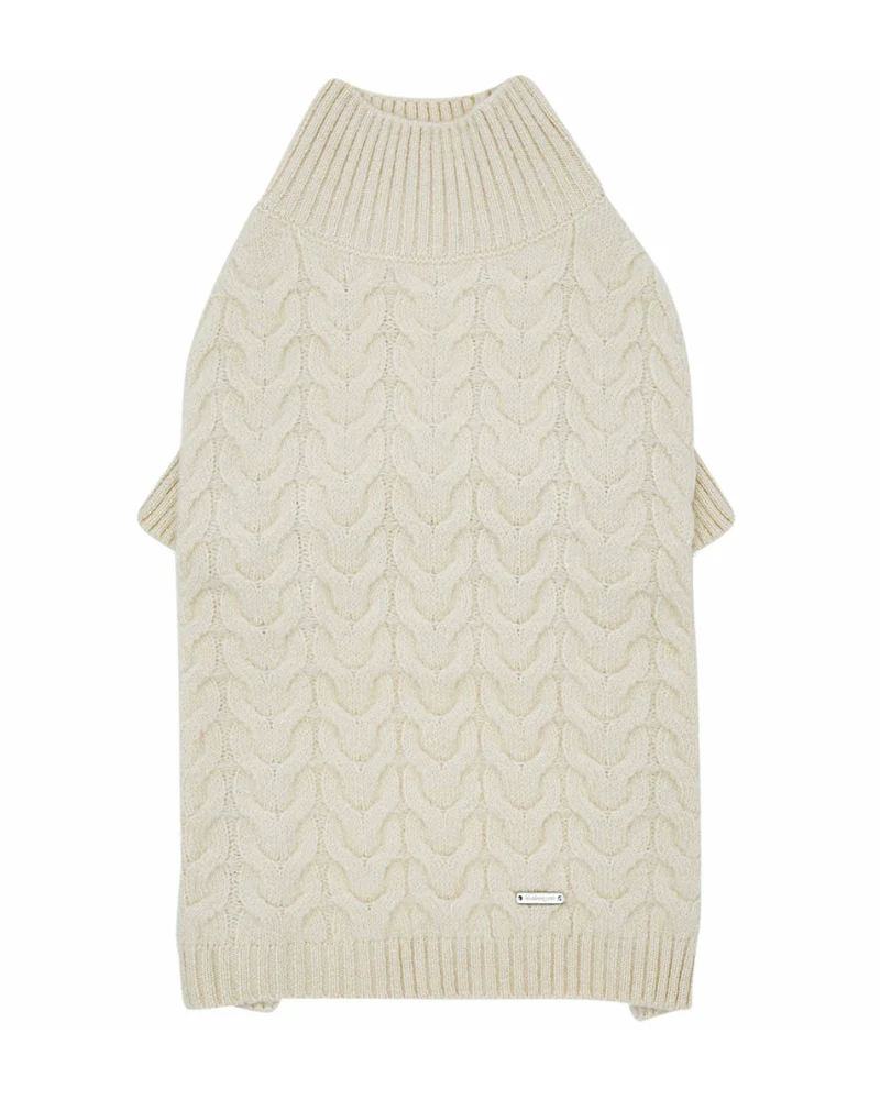 Fuzzy Knit Dog Turtleneck Sweater in Ivory (FINAL SALE) - Image 5