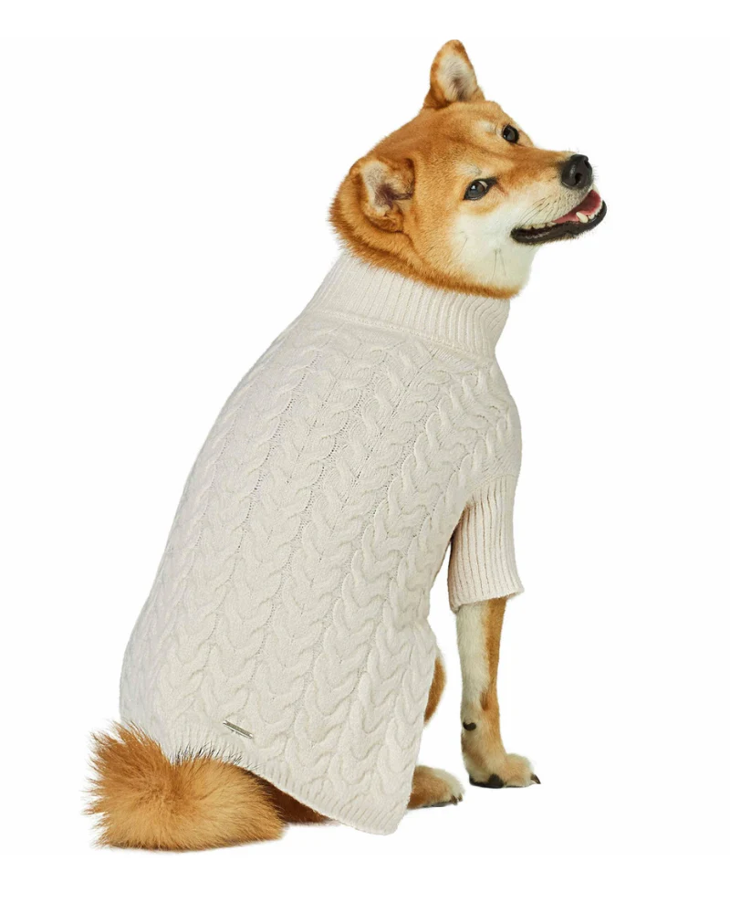 Fuzzy Knit Dog Turtleneck Sweater in Ivory (FINAL SALE) - Image 8