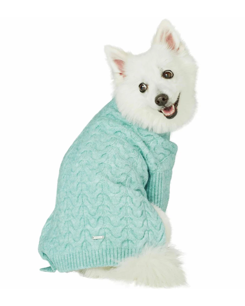 Fuzzy Knit Dog Turtleneck Sweater in Soft Mint (FINAL SALE) - Image 11