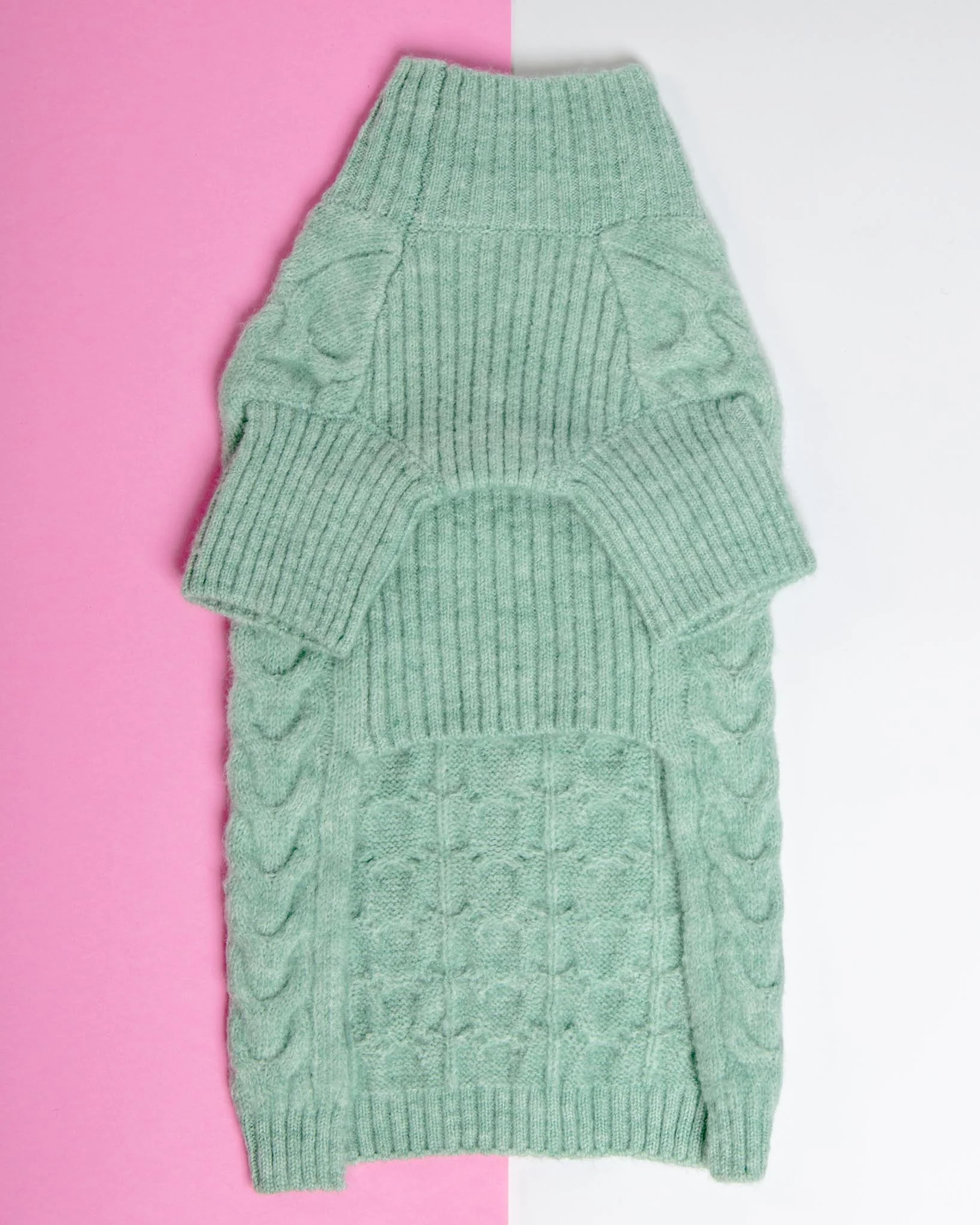 Fuzzy Knit Dog Turtleneck Sweater in Soft Mint (FINAL SALE) - Image 5