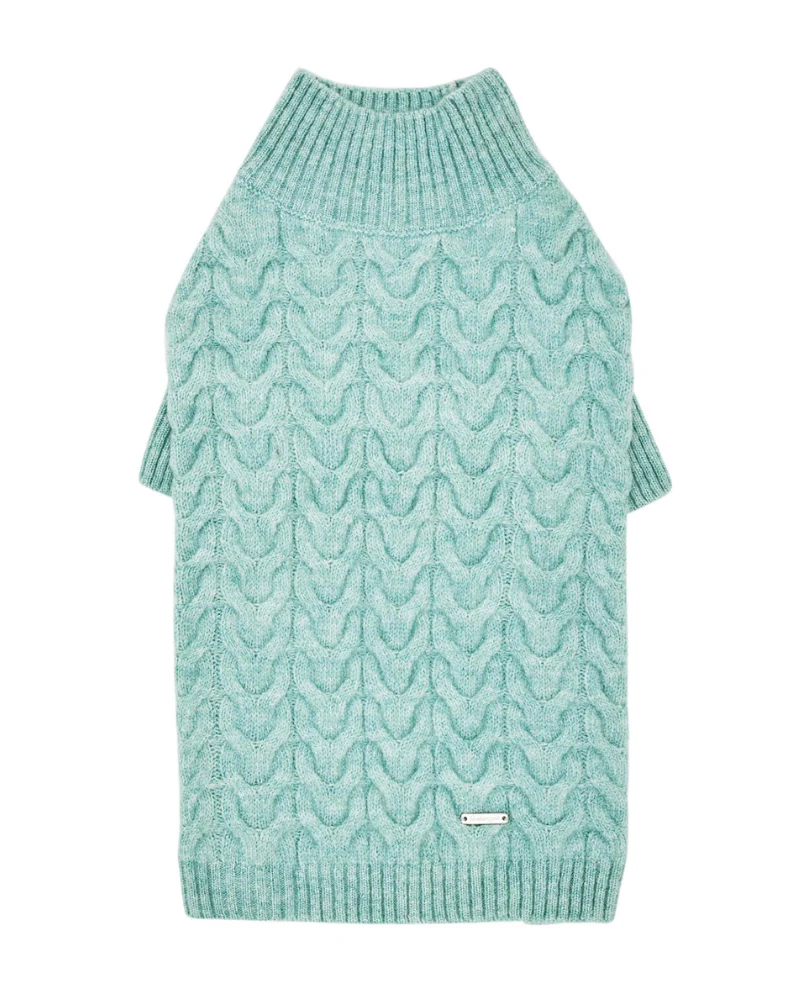 Fuzzy Knit Dog Turtleneck Sweater in Soft Mint (FINAL SALE) - Image 7