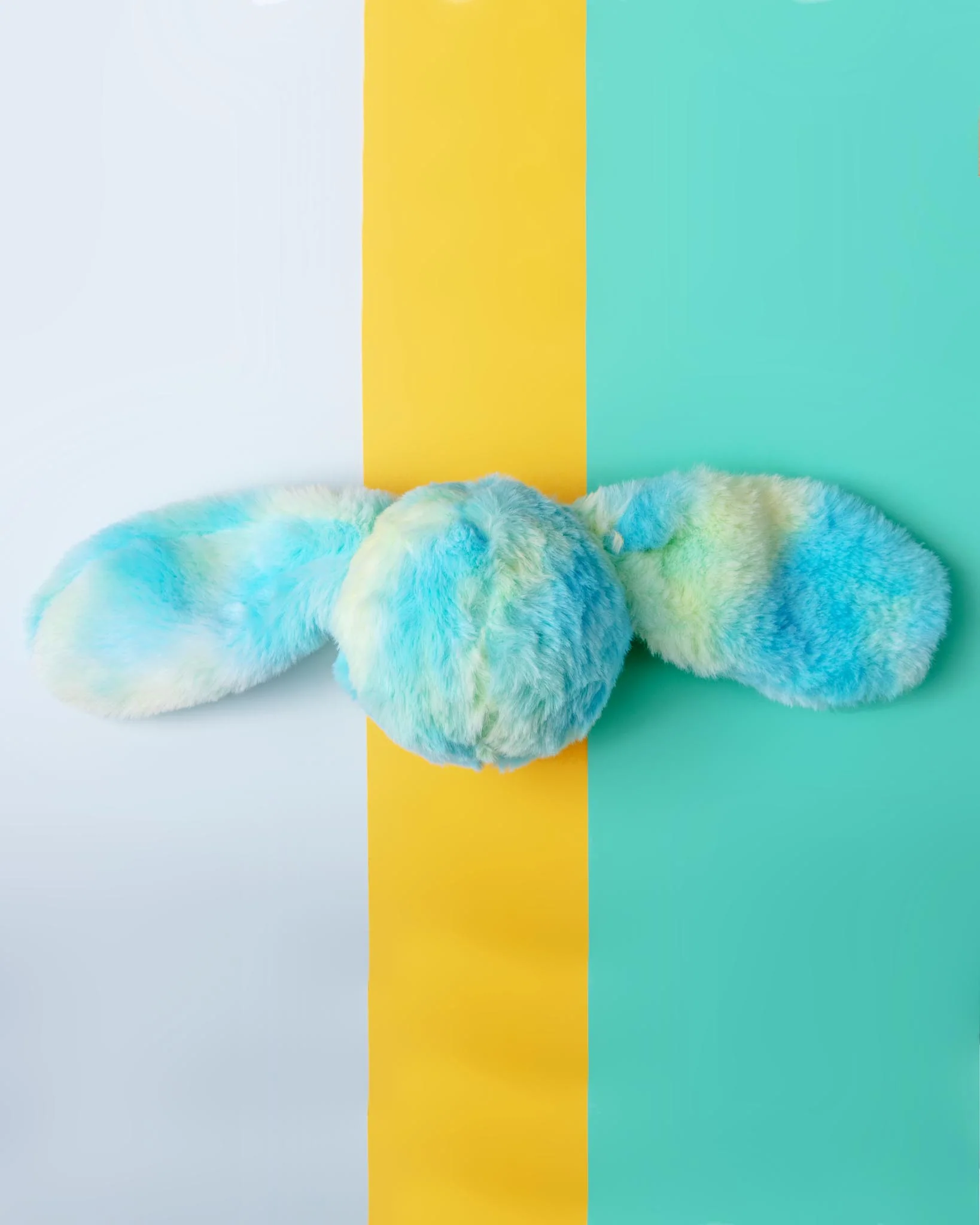 Fuzzy Wuzzie Squeaky Bunny Dog Toy in Blue and Green (Medium)
