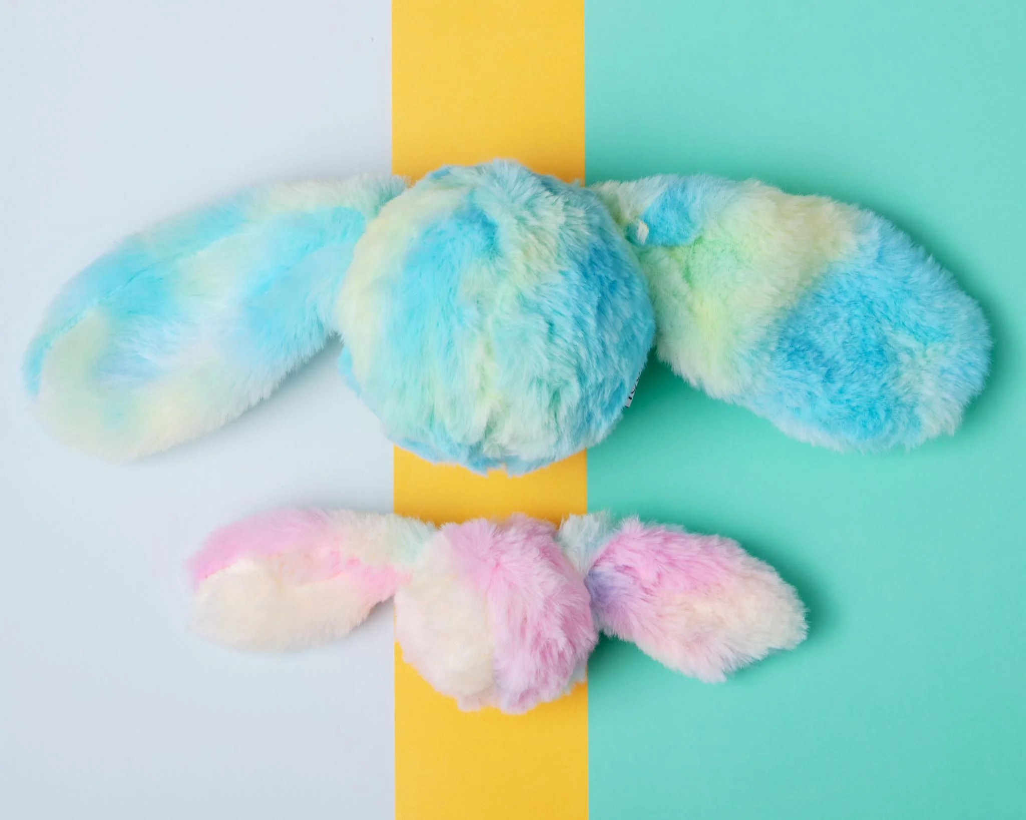 Fuzzy Wuzzie Squeaky Bunny Dog Toy in Blue and Green (Medium) - Image 3
