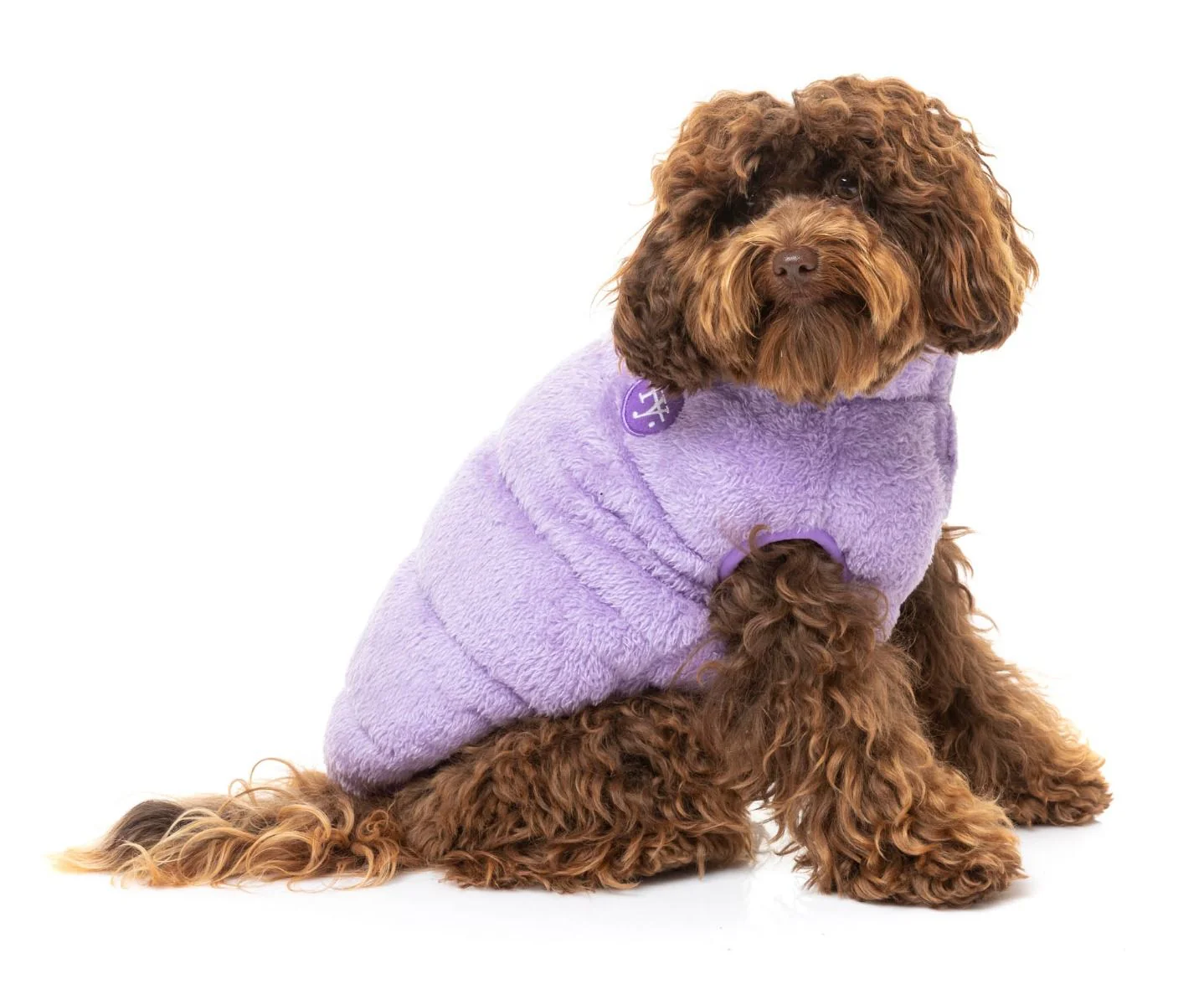 The Vaucluse Fuzzy Puffer Vest in Lilac - Image 3
