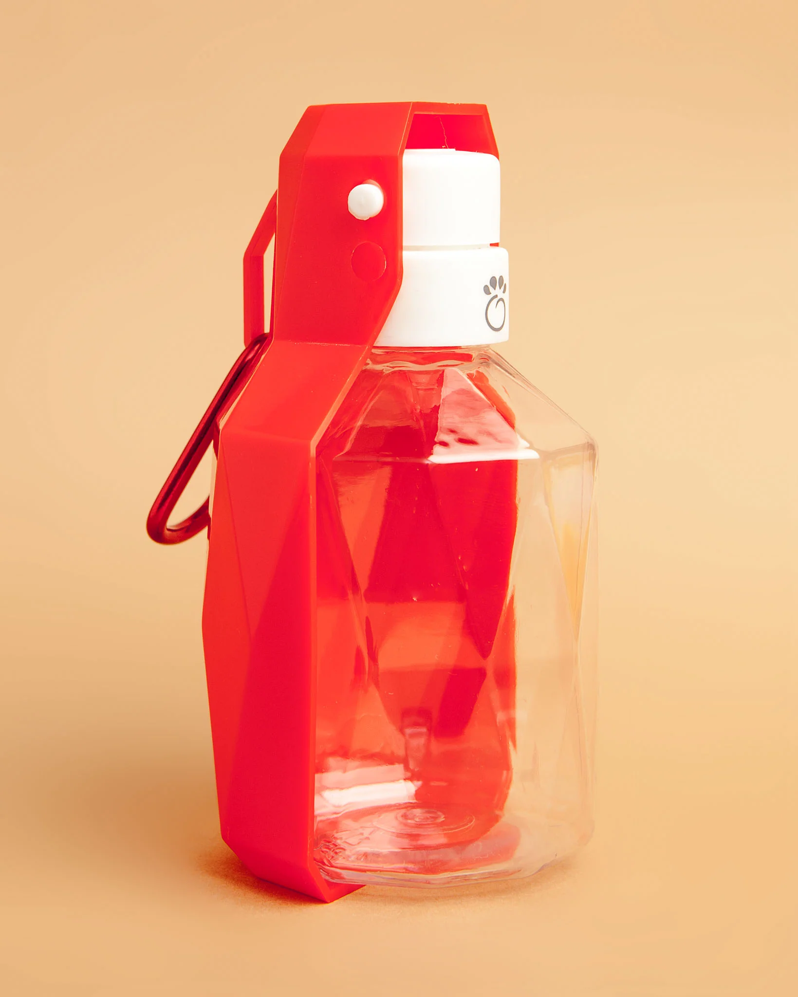 Dog Travel Water Bottle with Foldout Bowl in Red