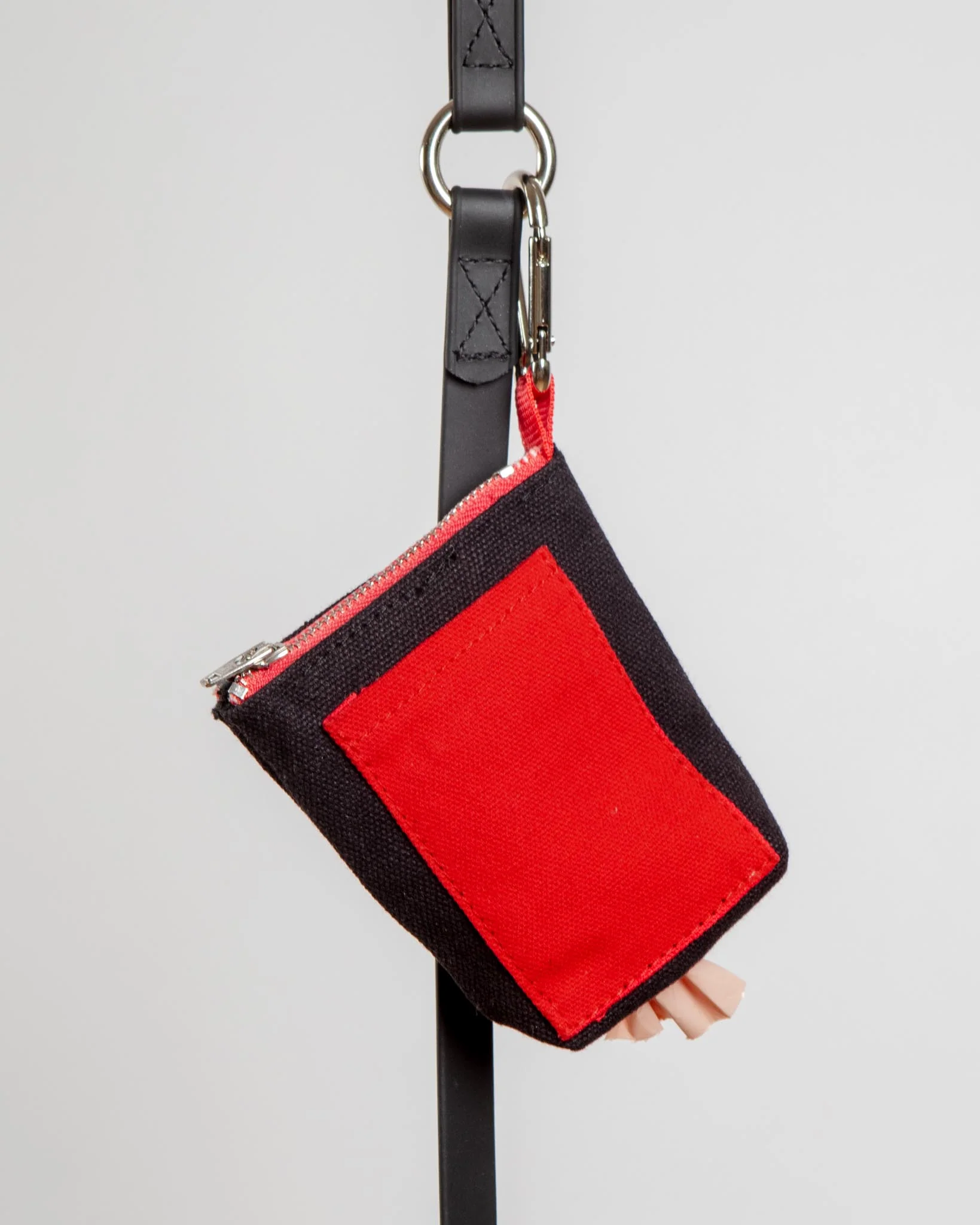 Good Girl Bag Treat + Poop Bag Holder in Black Canvas with Red Trim - Image 2