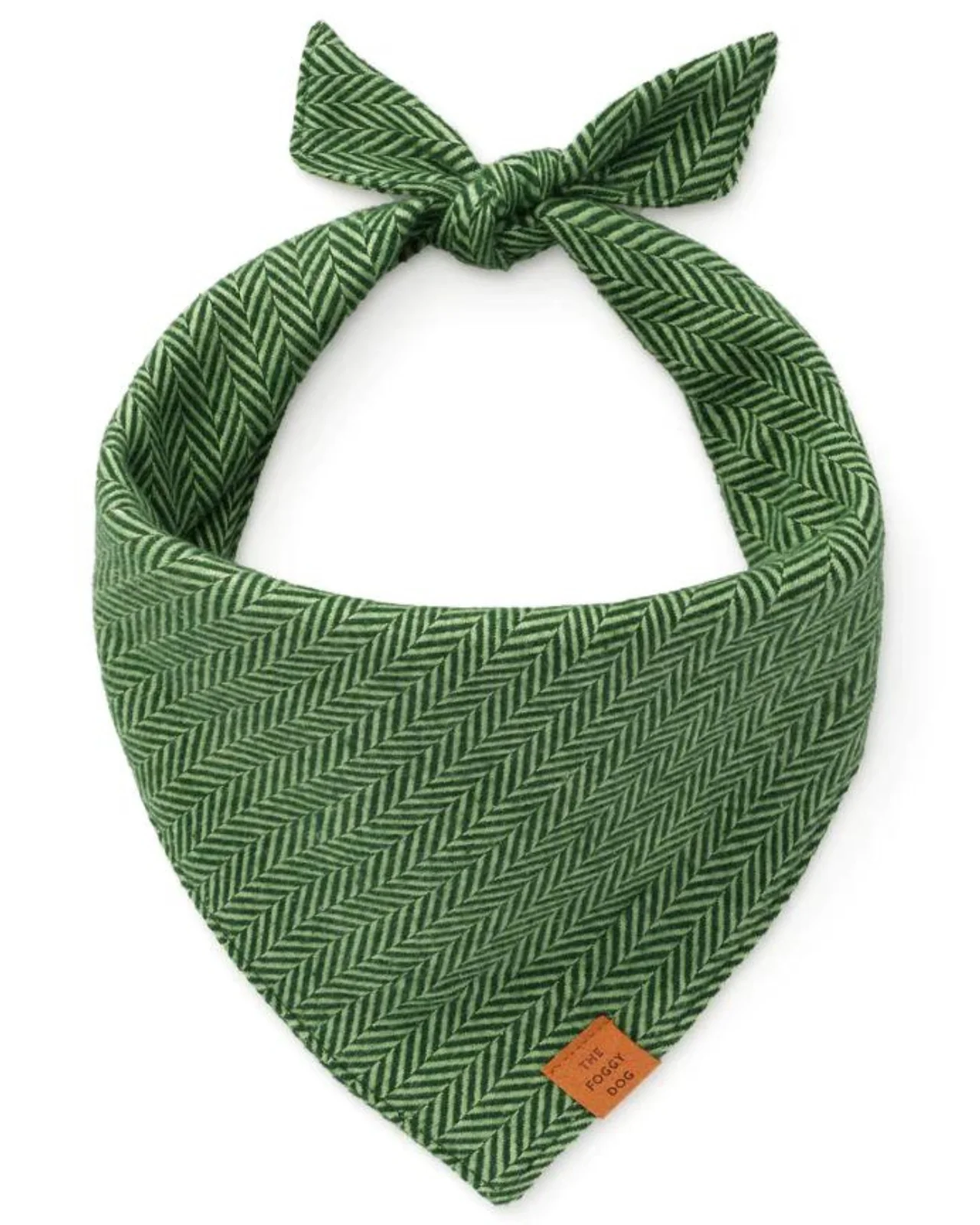 Green Herringbone Flannel Dog Bandana (Made in the USA) - Image 3