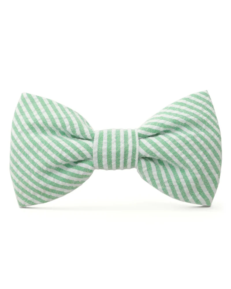 Green Seersucker Dog Bow Tie - Image 2
