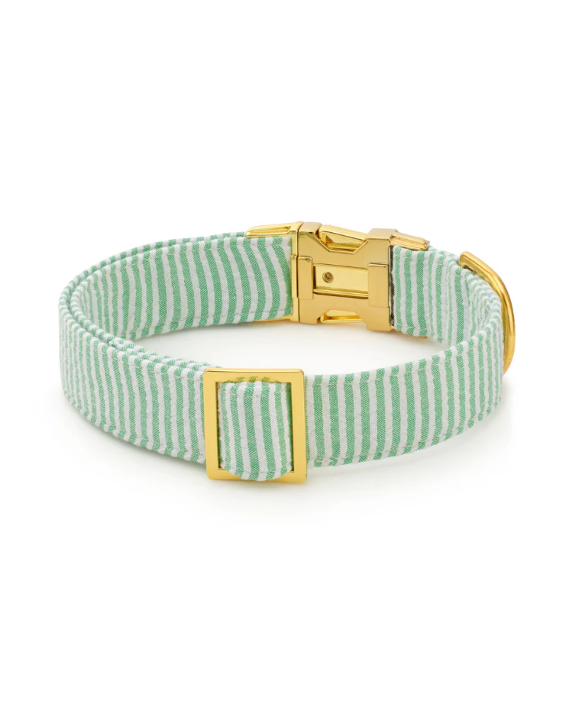 Green Seersucker Dog Collar (Made in the USA) - Image 2