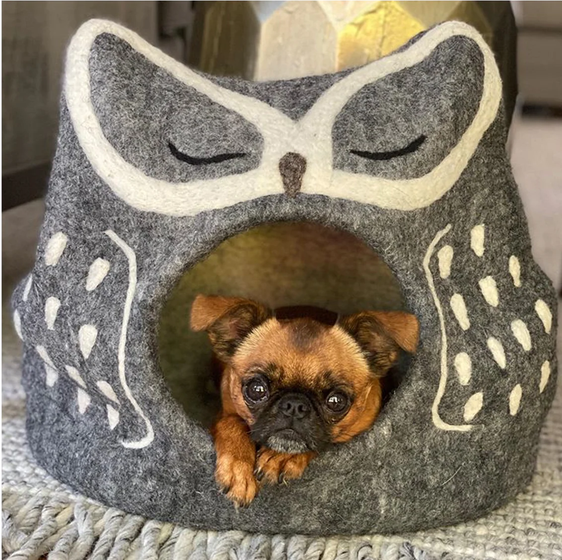 Grey Owl Wool Pet Cave - Image 3