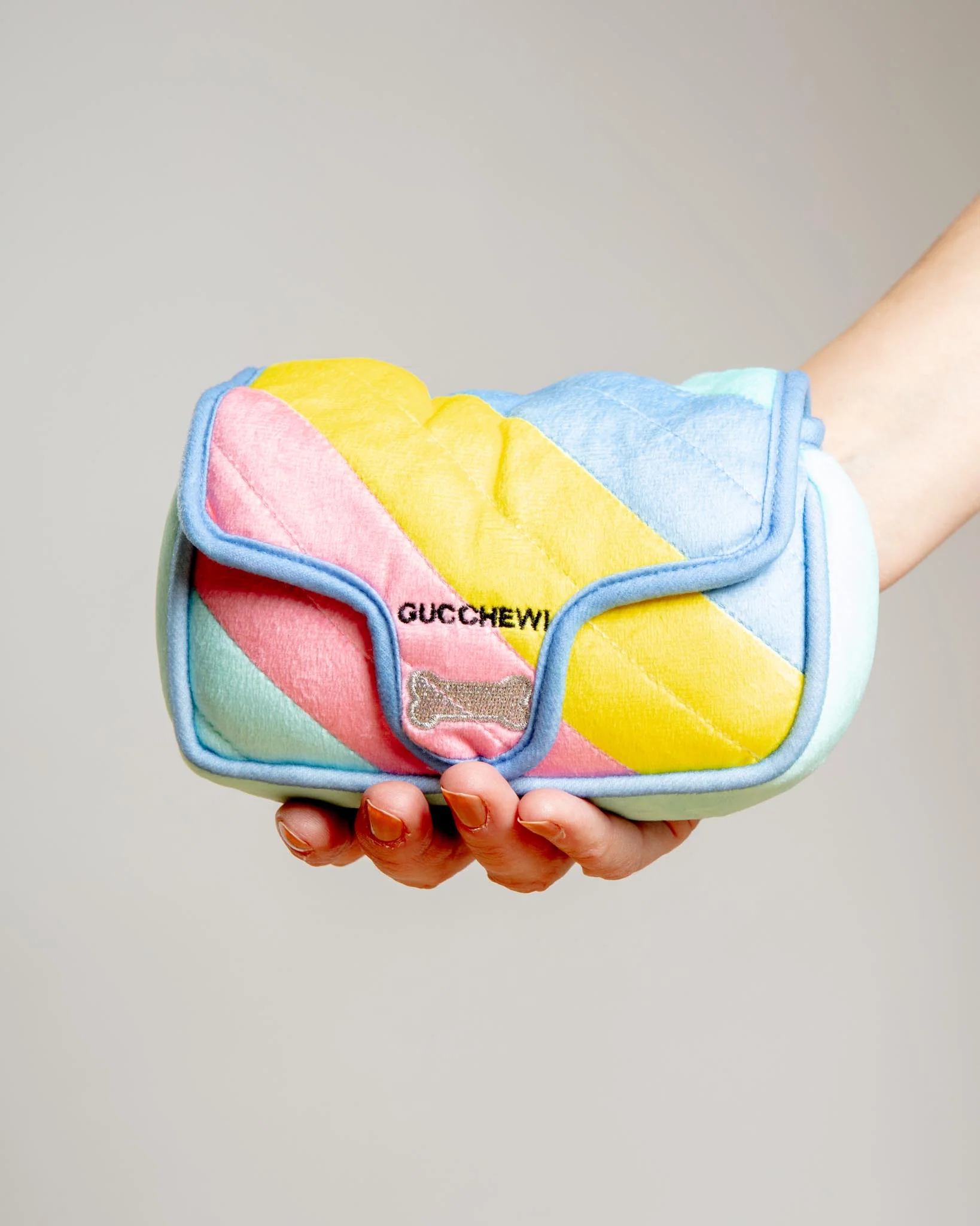 Gucchewy Rainbow Handbag Squeaky Plush Dog Toy (FINAL SALE)