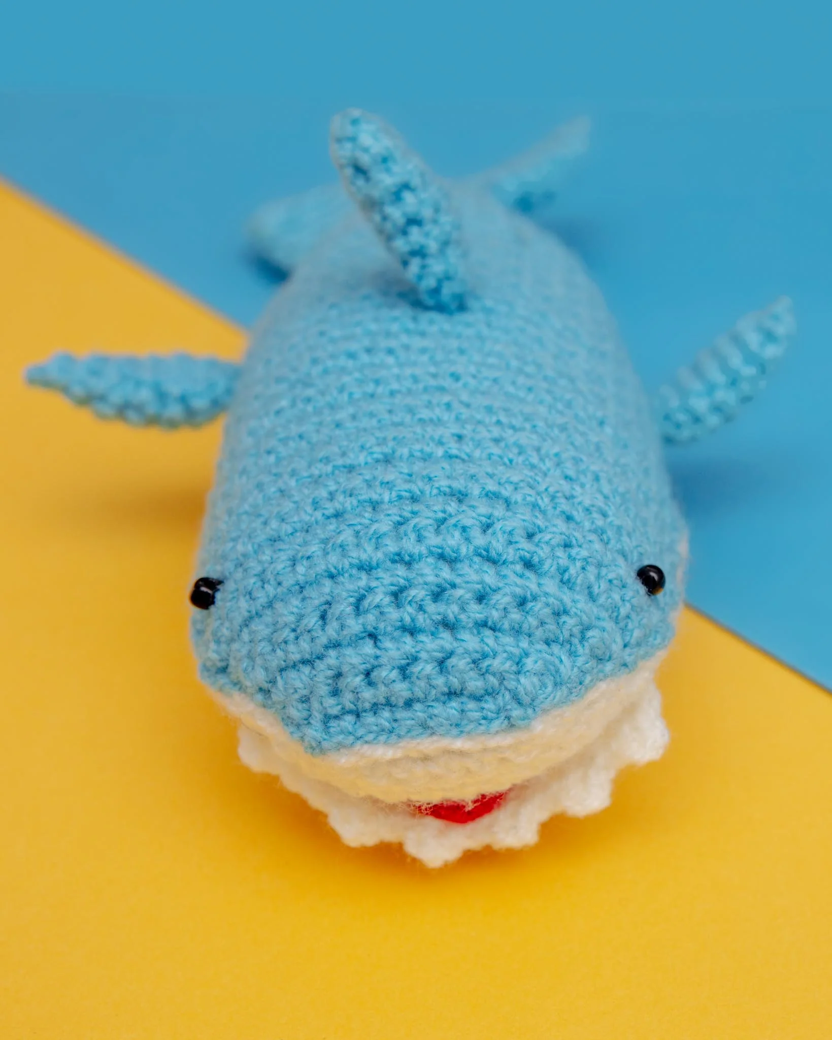 Hand-Knit Shark Squeaky Dog Toy - Image 3