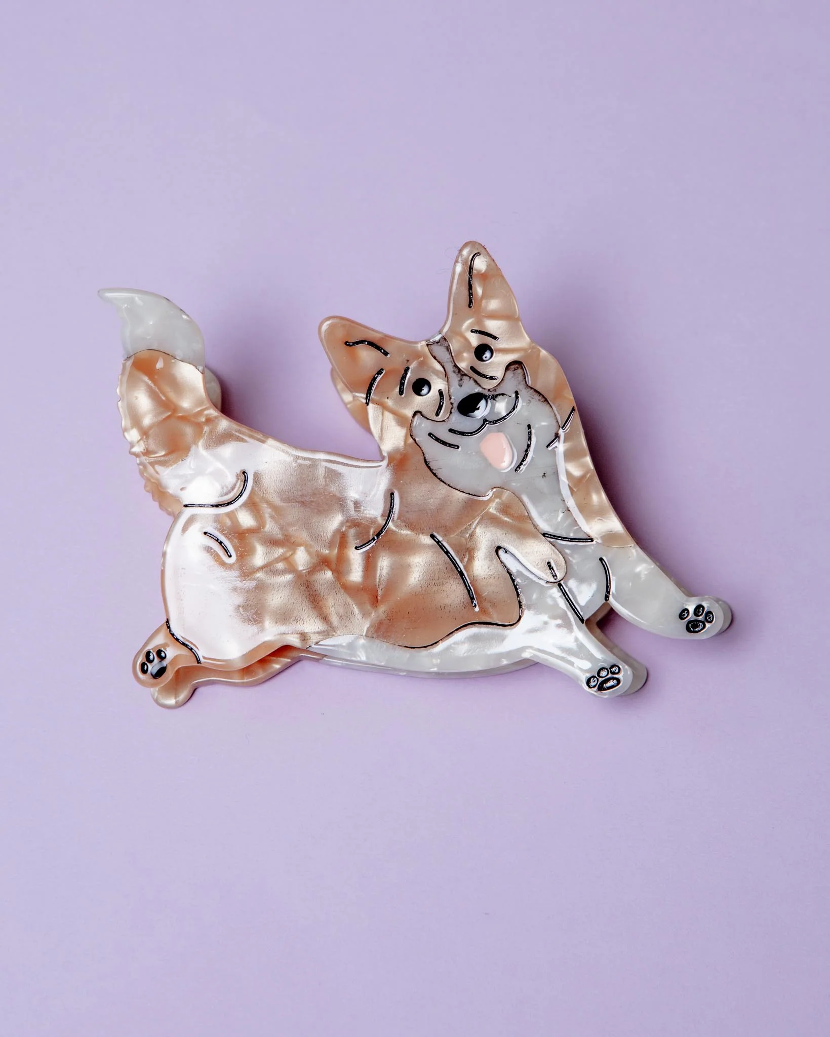 Hand Painted Corgi Hair Clip