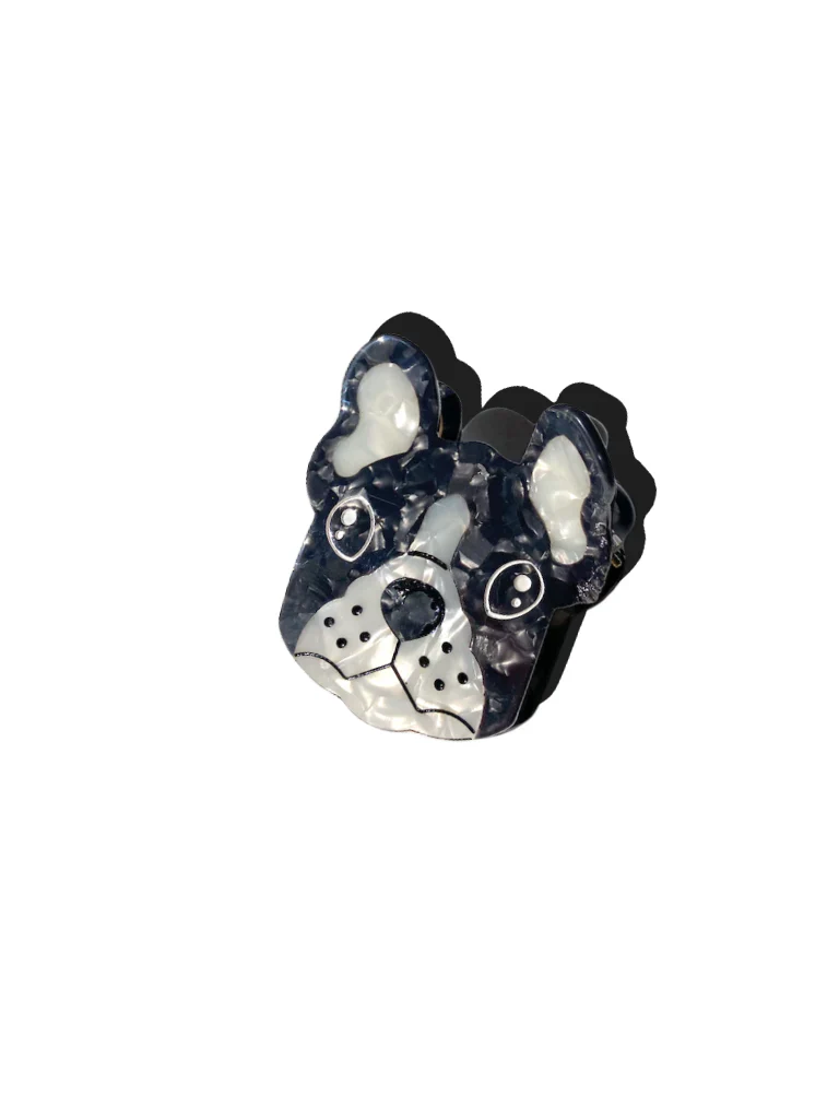 Hand Painted Frenchie Face Hair Clip - Image 3